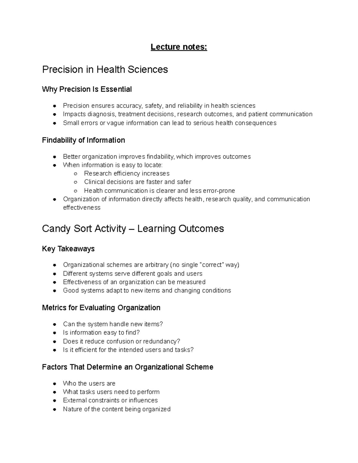 HSS 2102 Lecture Notes: Precision and Interpersonal Skills in Health ...