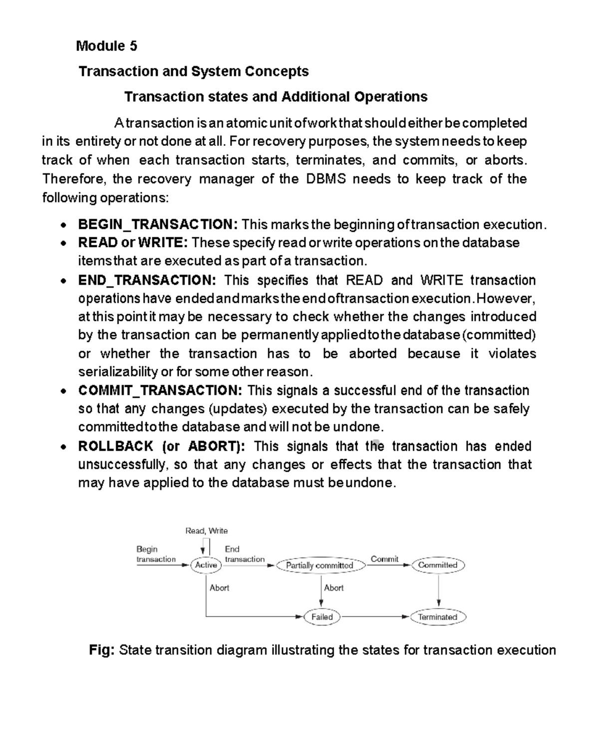 Module 5: Transaction and System Concepts in DBMS - Studocu