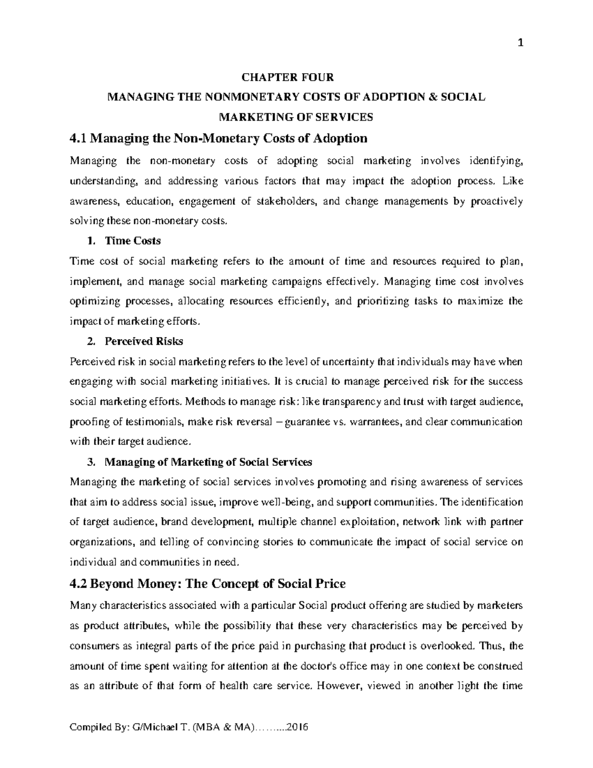 Managing Non-Monetary Costs in Social Marketing: Chapter 4 Notes - Studocu