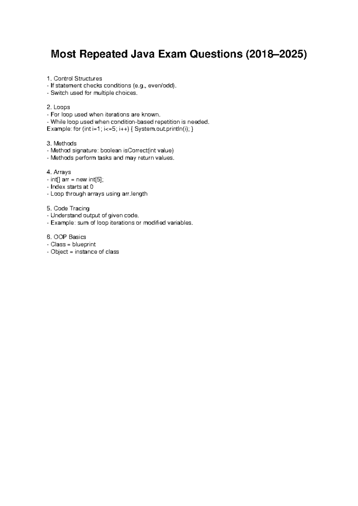 Java exam questions - Most Repeated Java Exam Questions (2018–2025 ...