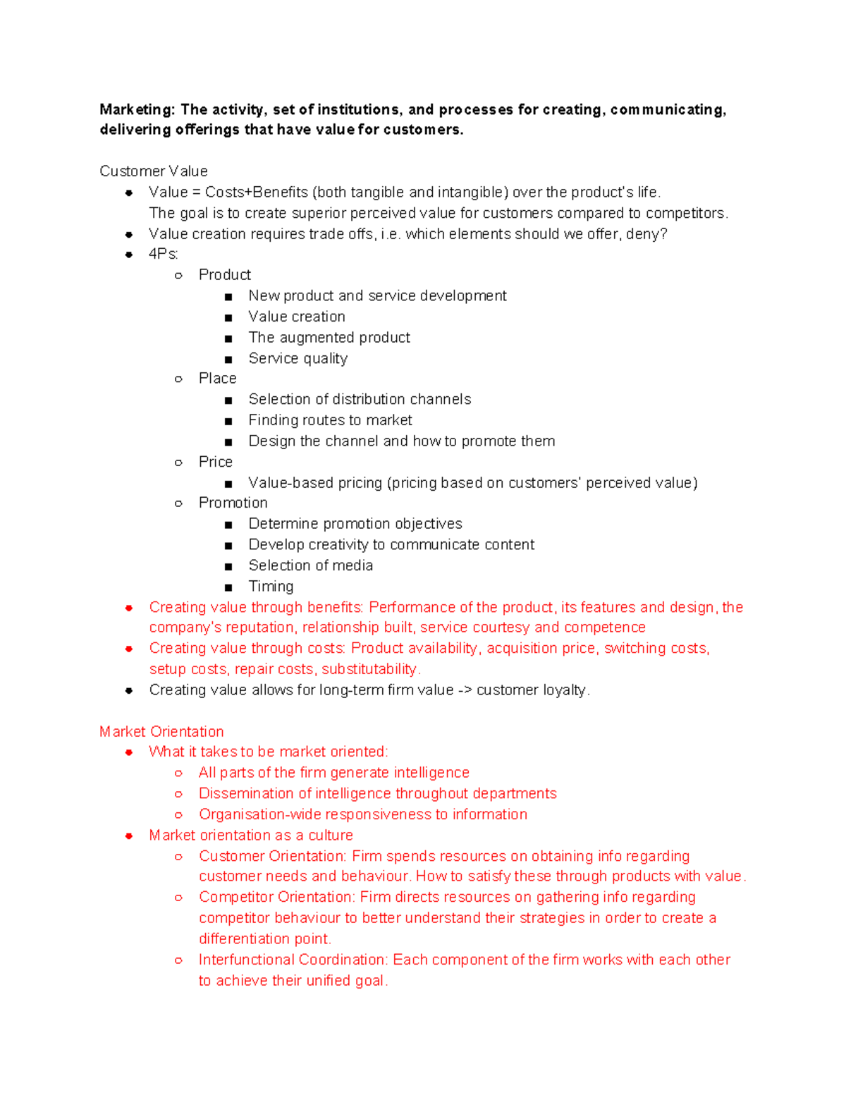 MKTG 101 Final Exam Notes: Key Principles of Marketing Summary - Studocu