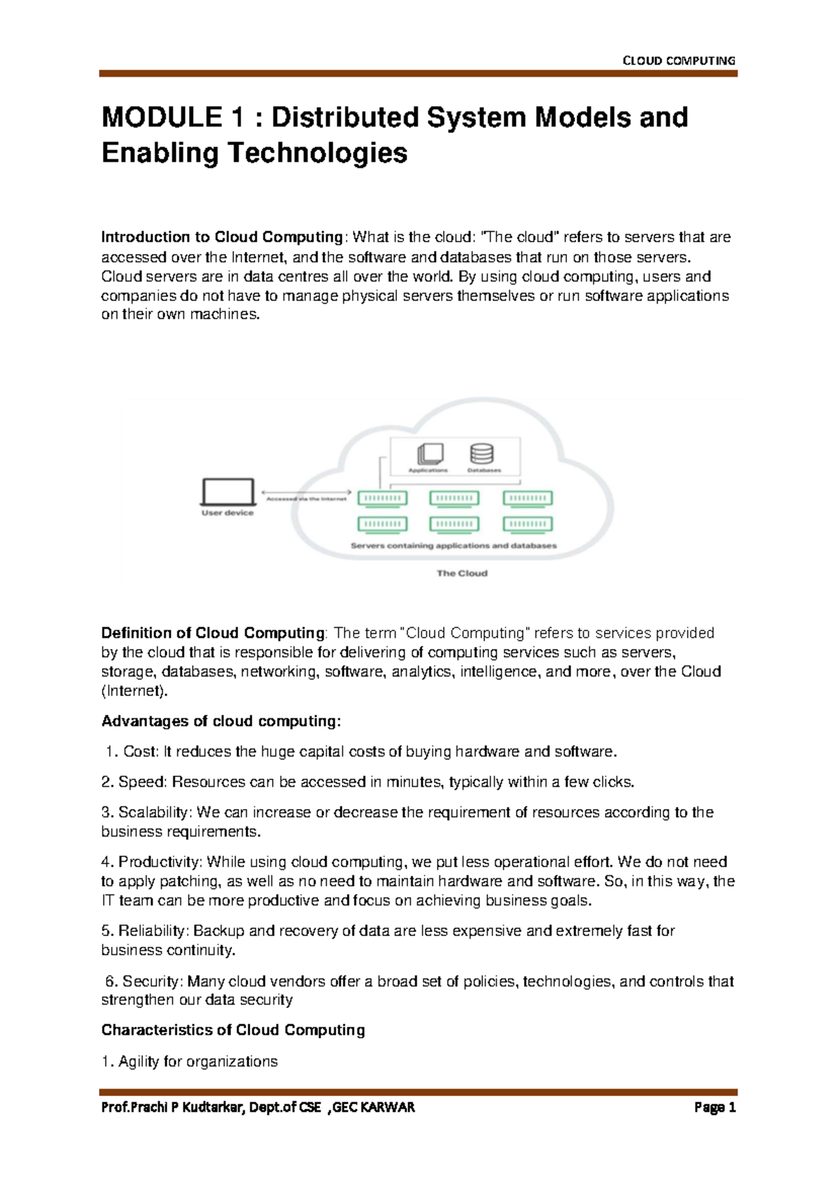 CSE 101: Module 1 - Introduction to Cloud Computing and Distributed ...