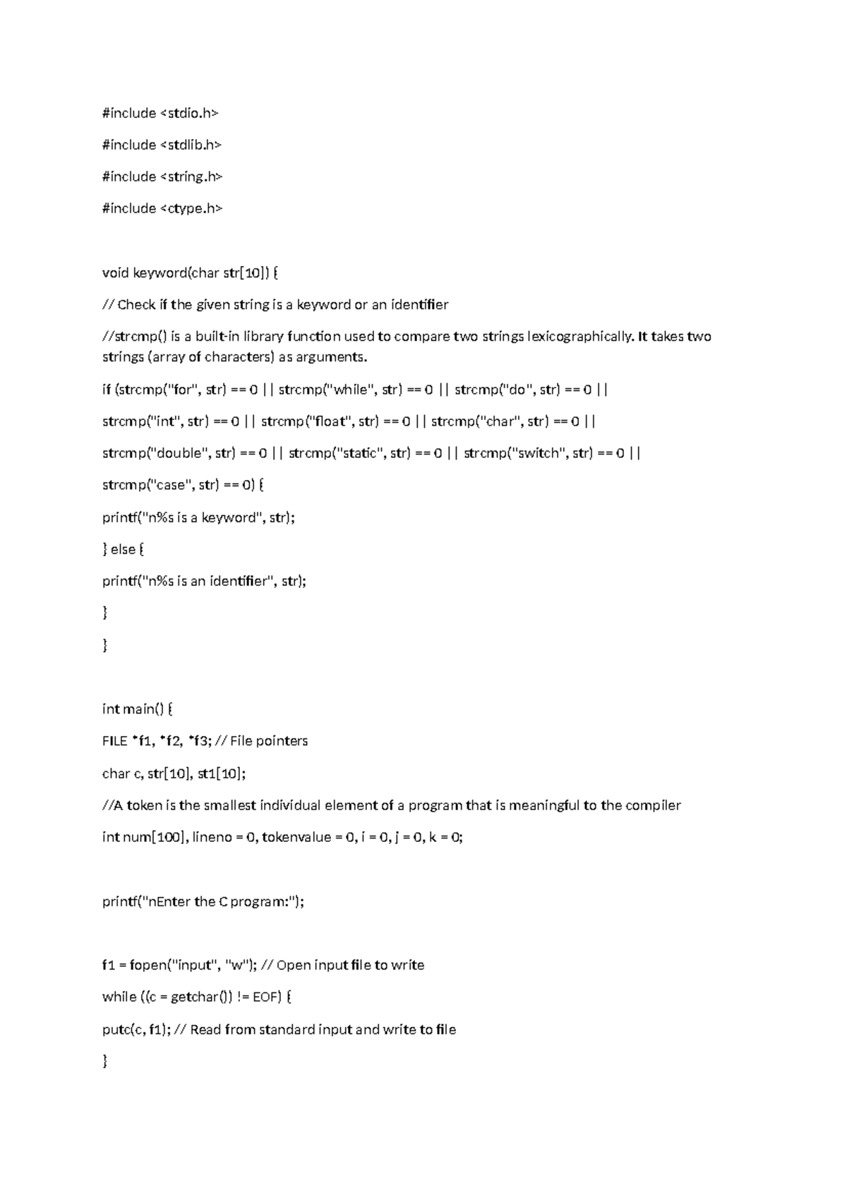 C Programming: void Keyword & Identifier Handling Notes - Studocu