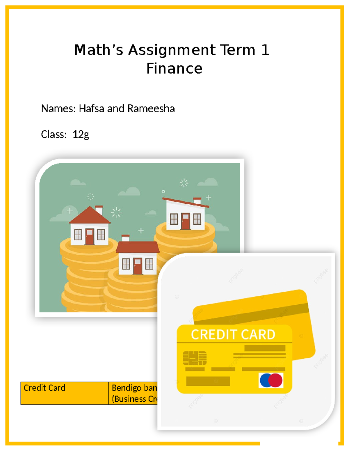 Math Assignment (12G): Analyzing Credit Card Options and Home Loans ...