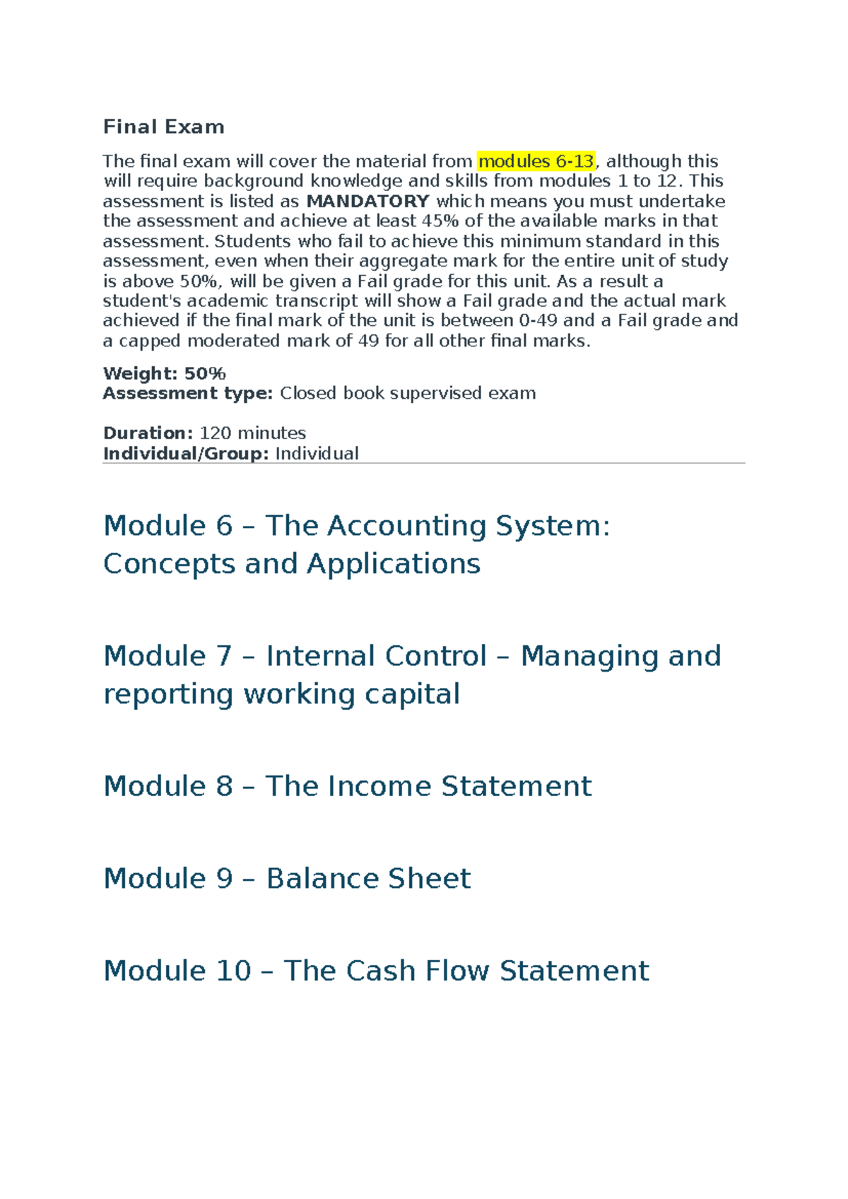 1030 Final Exam Revision: Key Concepts from Modules 1-12 - Studocu