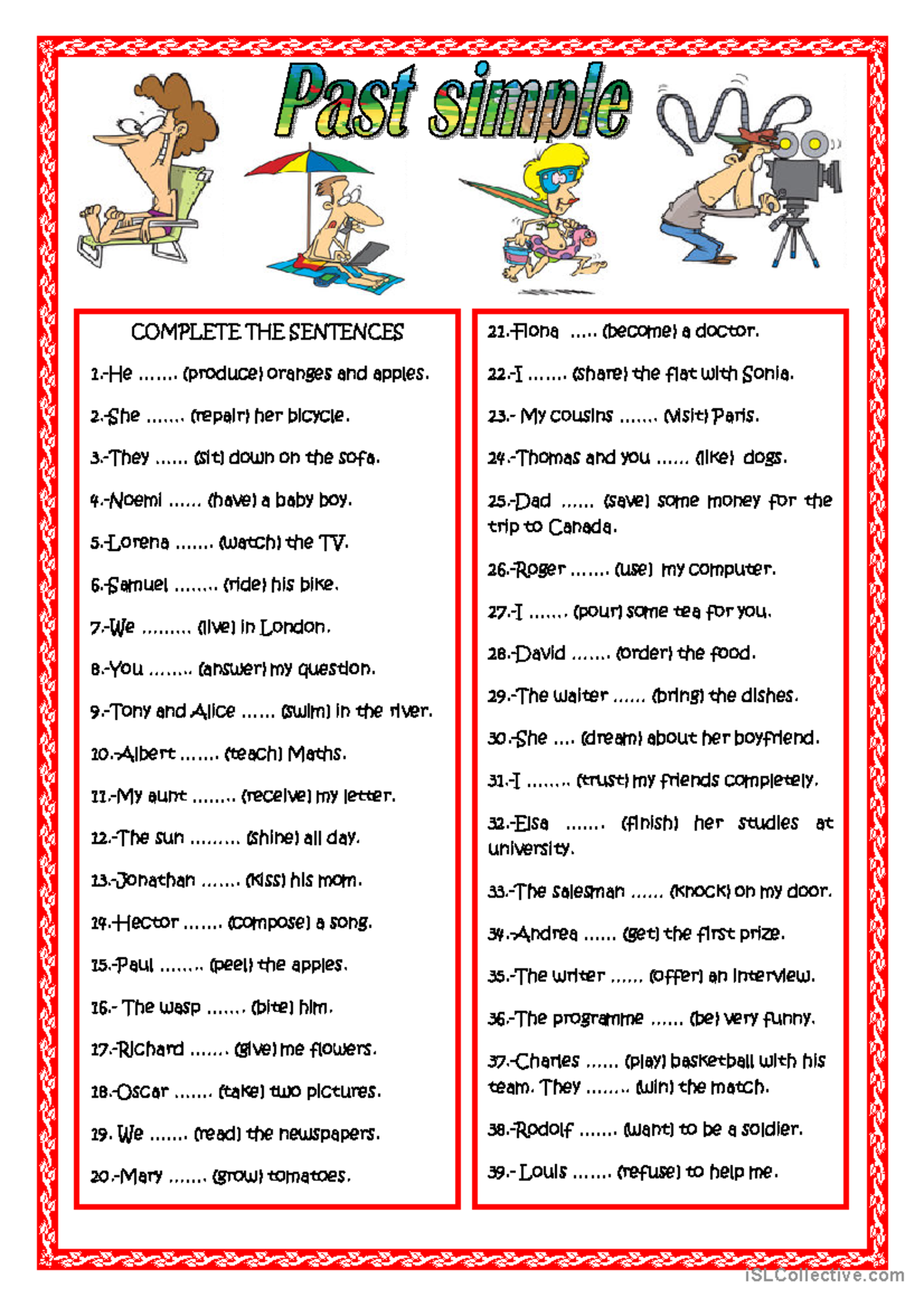PAST Simple - Complete the Sentences Practice (12) - Studocu
