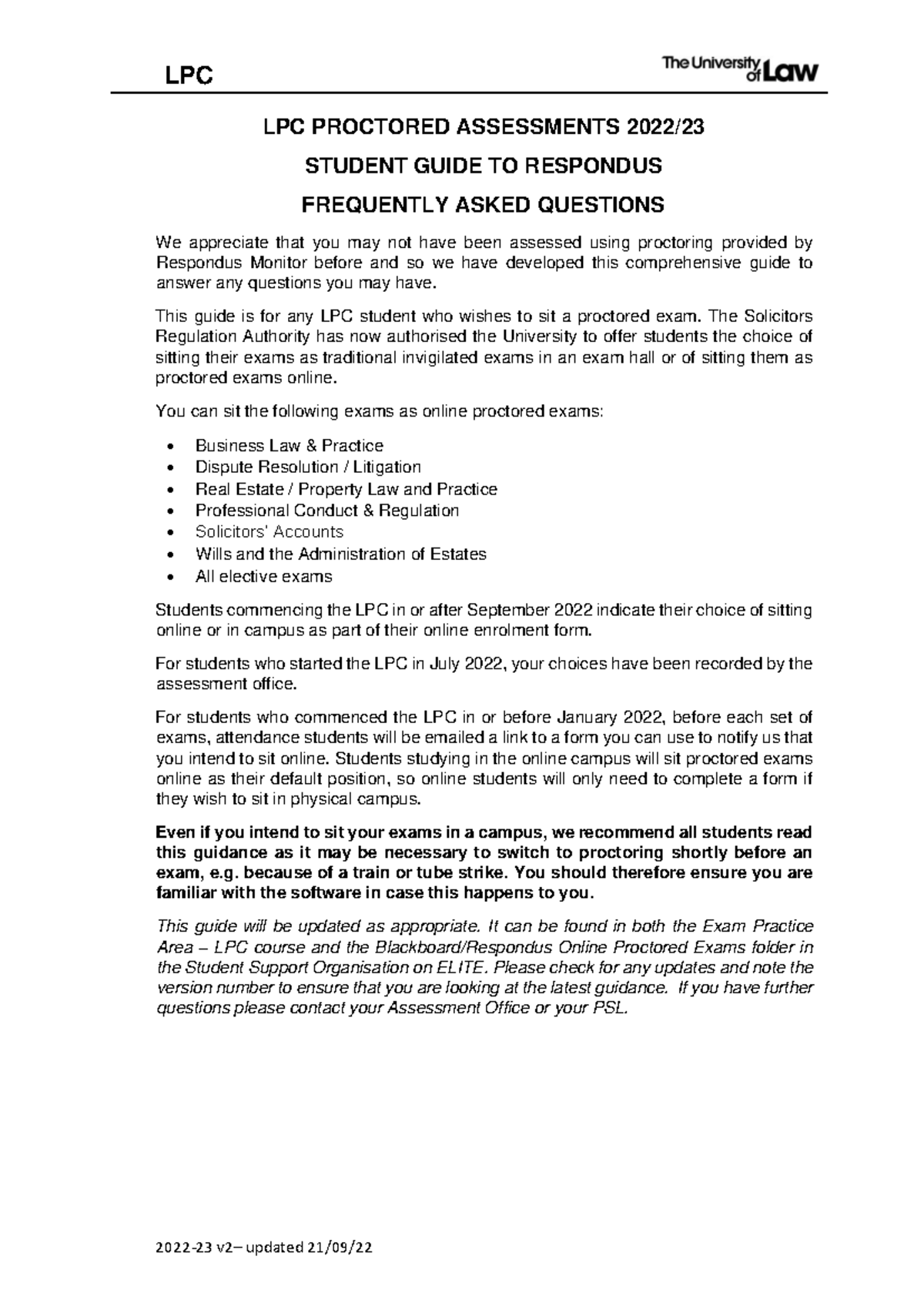 LPC Proctored Assessments FAQ: Guide to Respondus 2022/23 - Studocu