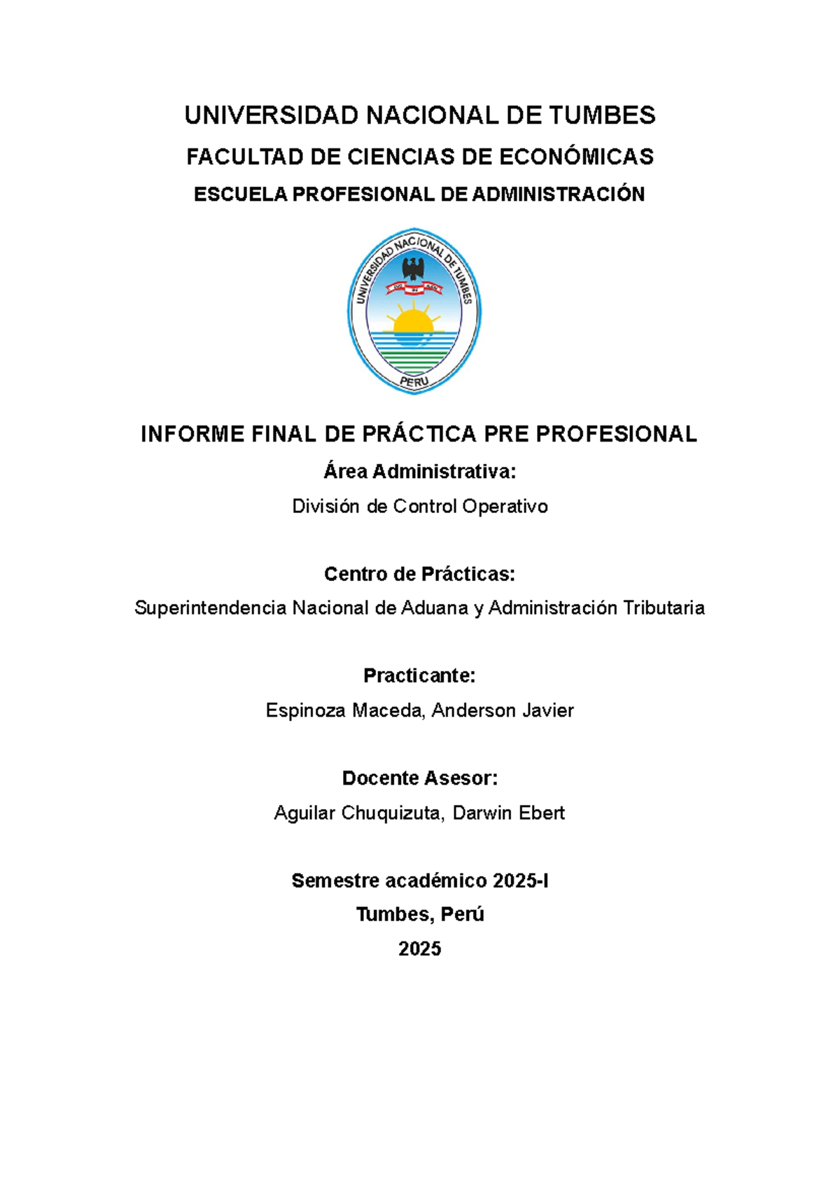 Informe Final de Práctica Pre Profesional II - SUNAT 2024 - Studocu