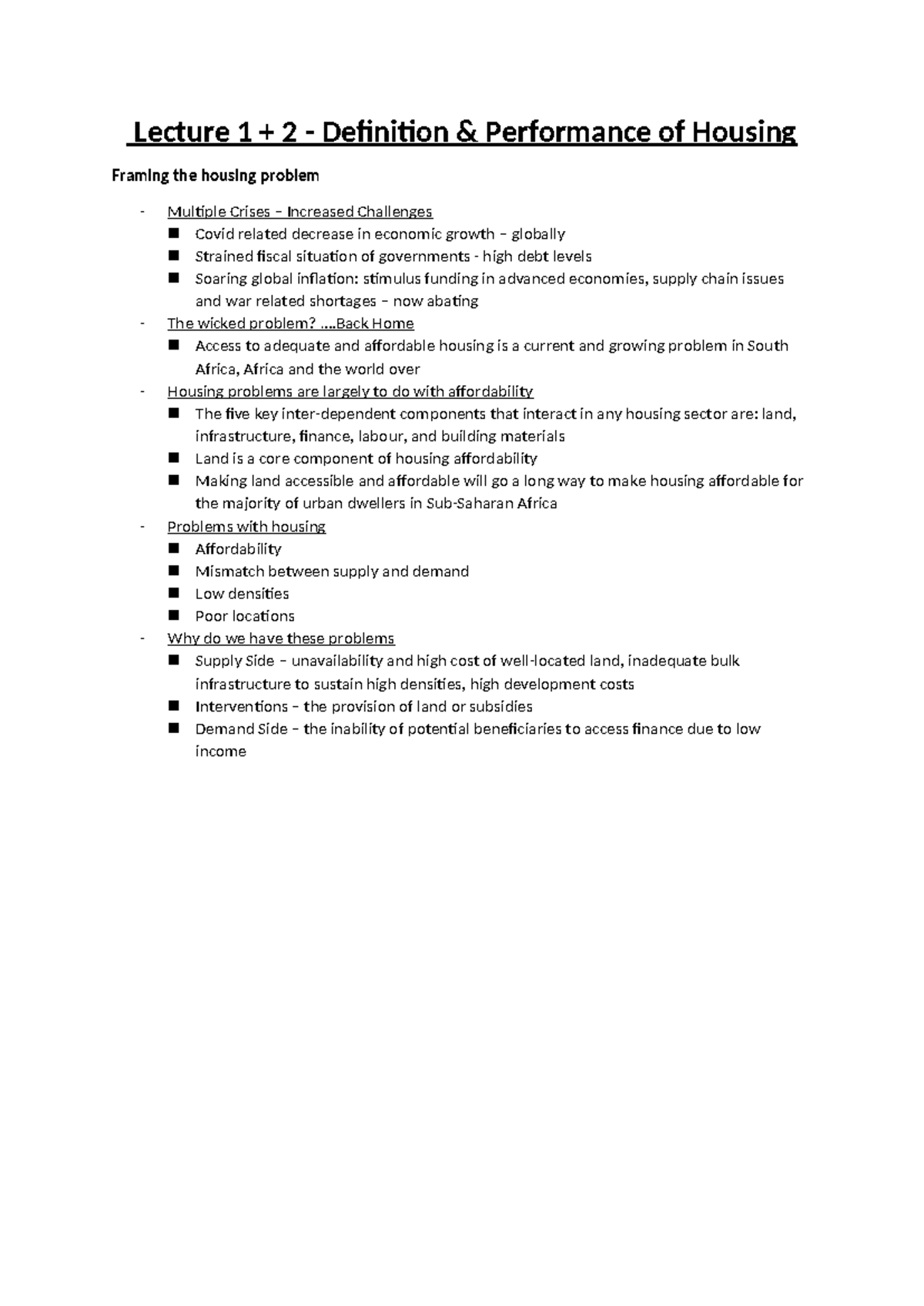 Housing Notes (New) - Lecture Series on Housing Affordability & Market ...