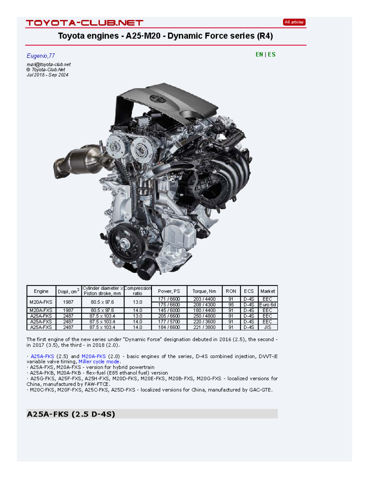 Toyota Engines A25 M20 Dynamic Force Series R4 Overview (2018-2024 ...