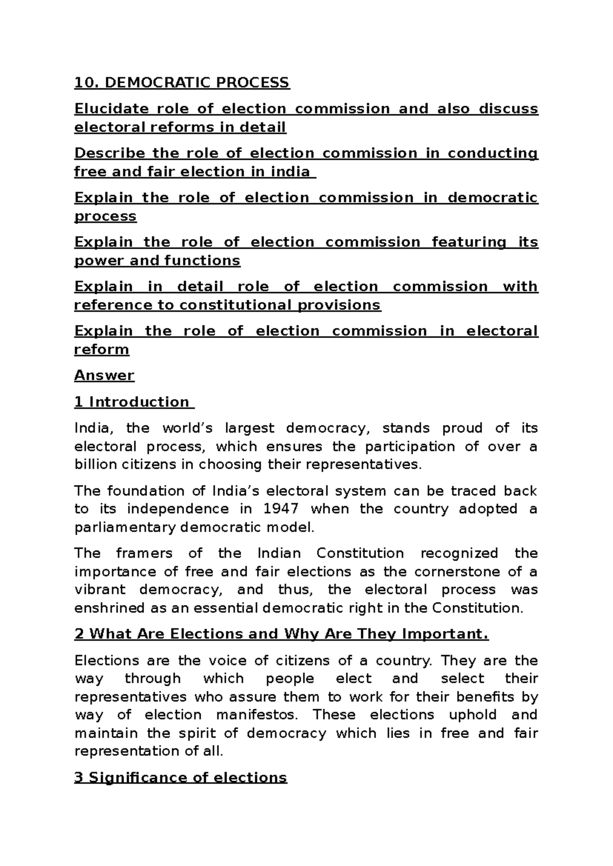 Electoral Reforms and the Role of Election Commission in India: A ...