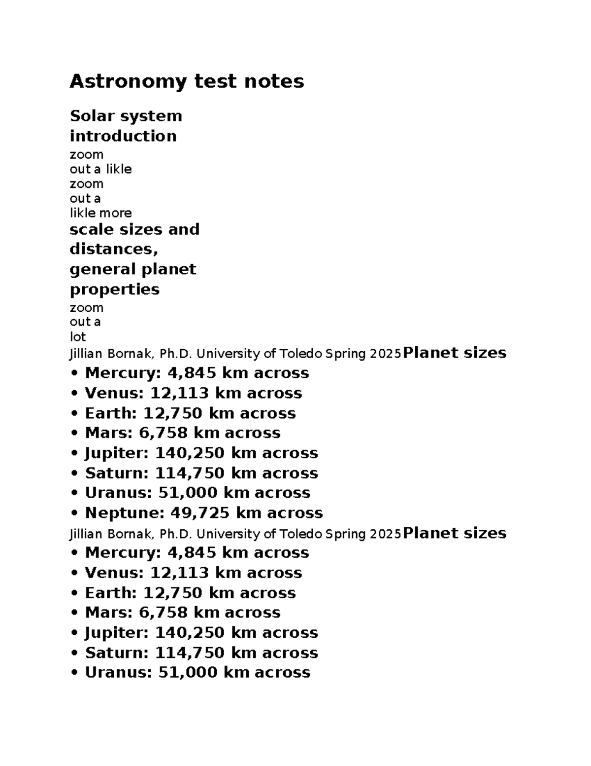 Astronomy Study Notes - Jillian Bornak, Ph.D. - Spring 2025 - Astronomy ...