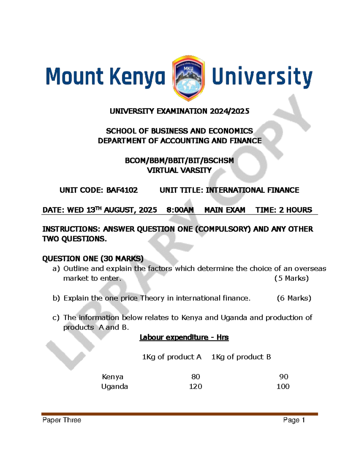 BAF4102 International Finance Final Exam Guide - Studocu