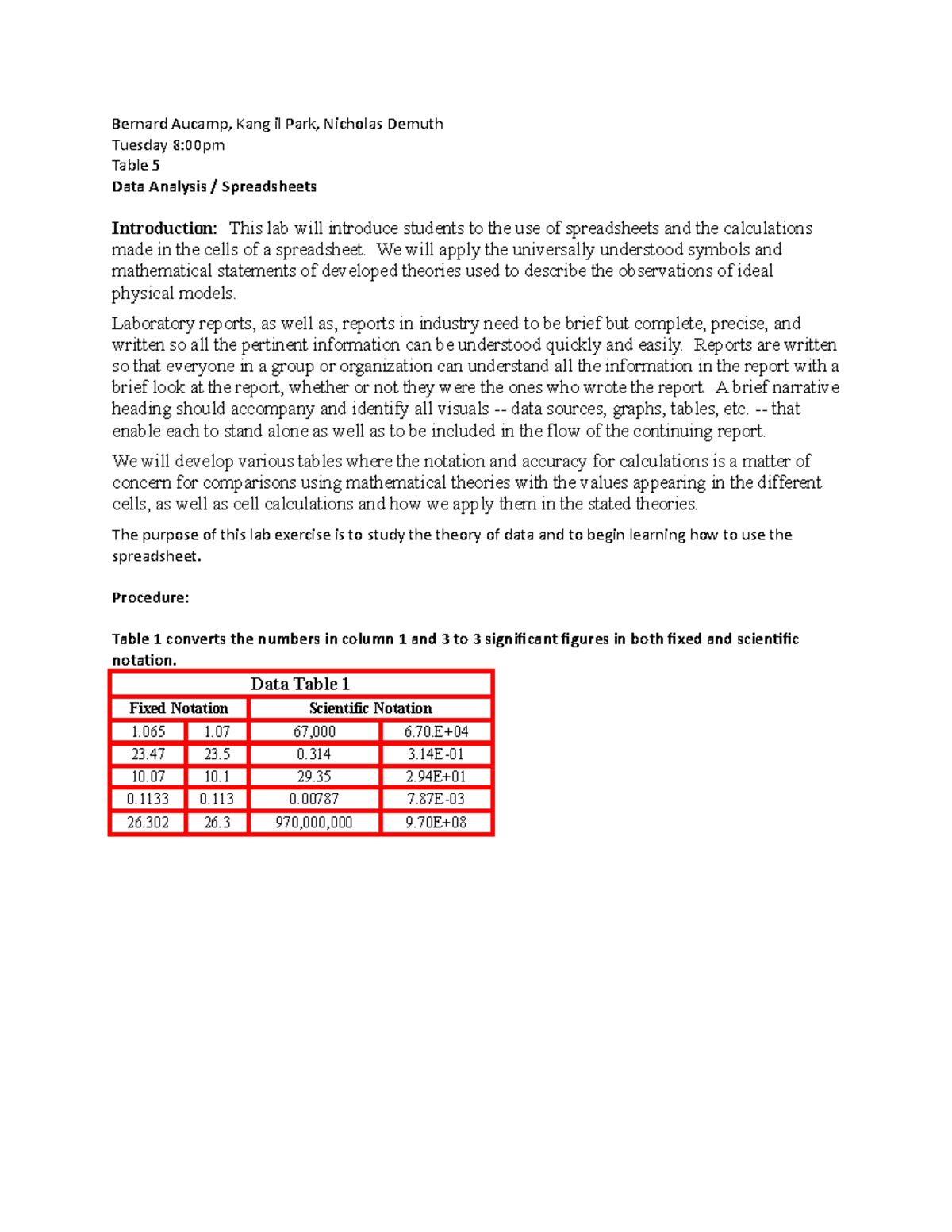 PHYS 111 Lab 1 - week 1 lab with questions and answers - Bernard Aucamp ...