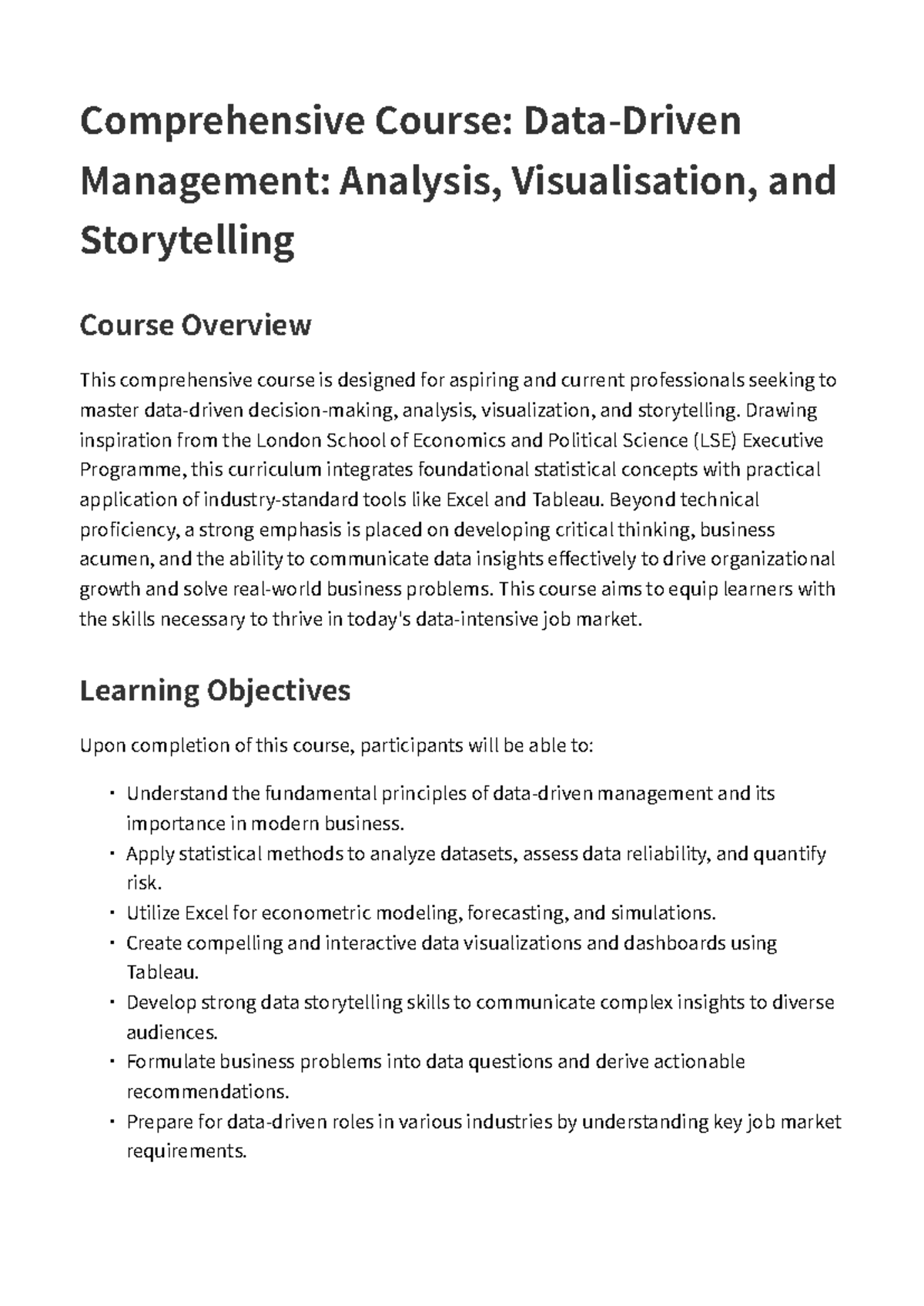 Management SAC404: Data Analysis, Visualization & Storytelling Course ...