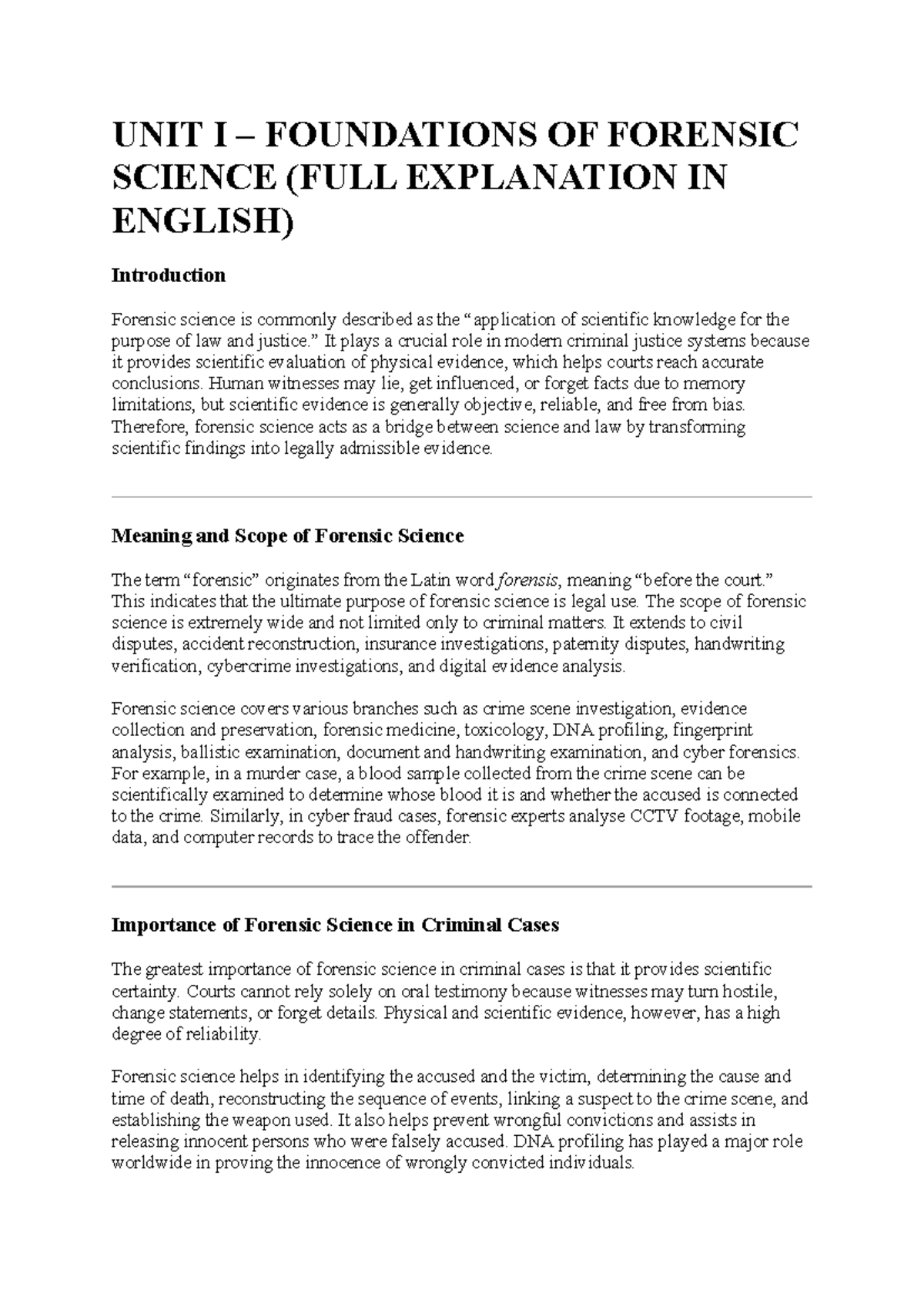 Forensic Science and Criminal Investigation-I: Foundations and ...
