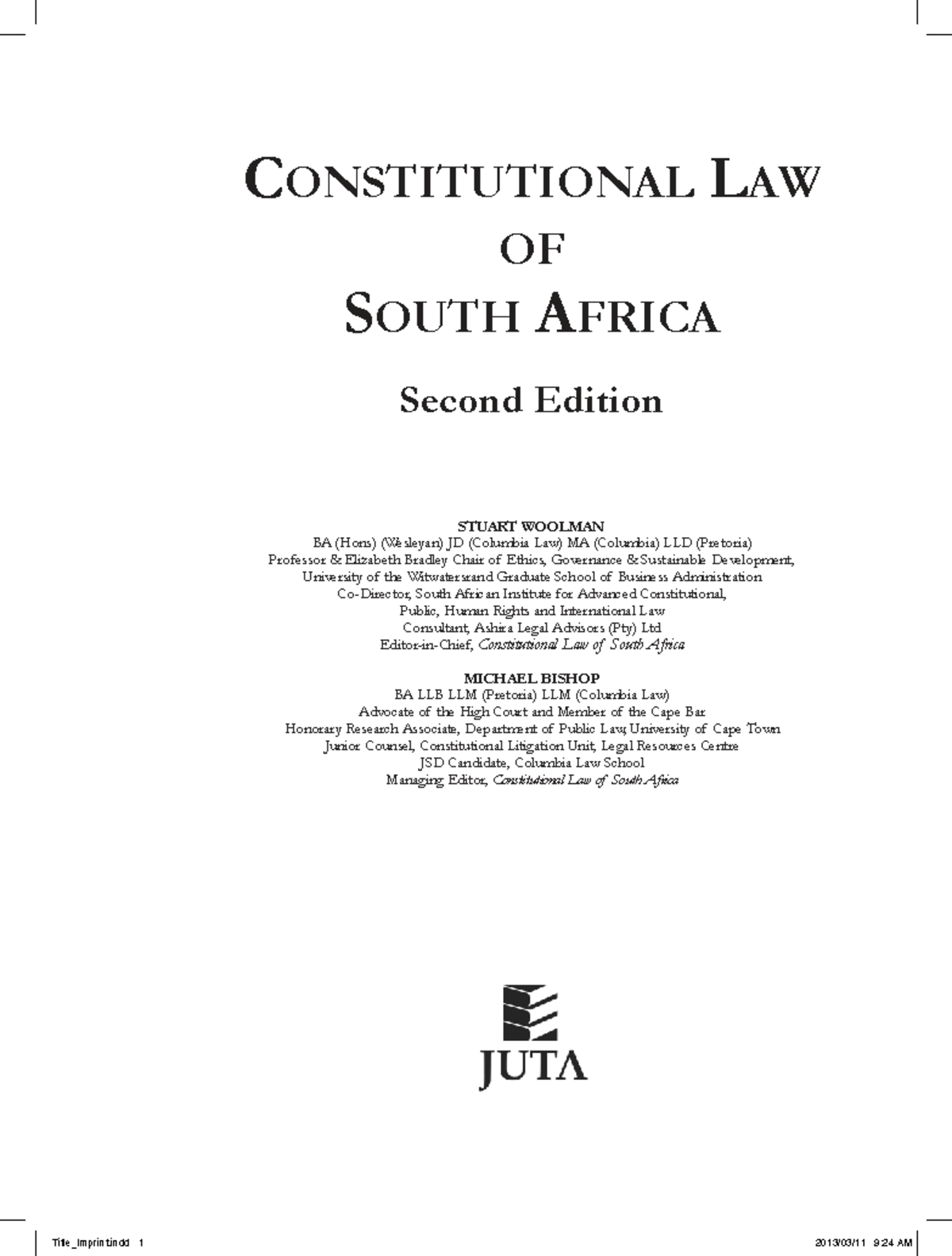Constitutional Law of South Africa (2nd Ed) - Chapter 12: Separation of ...