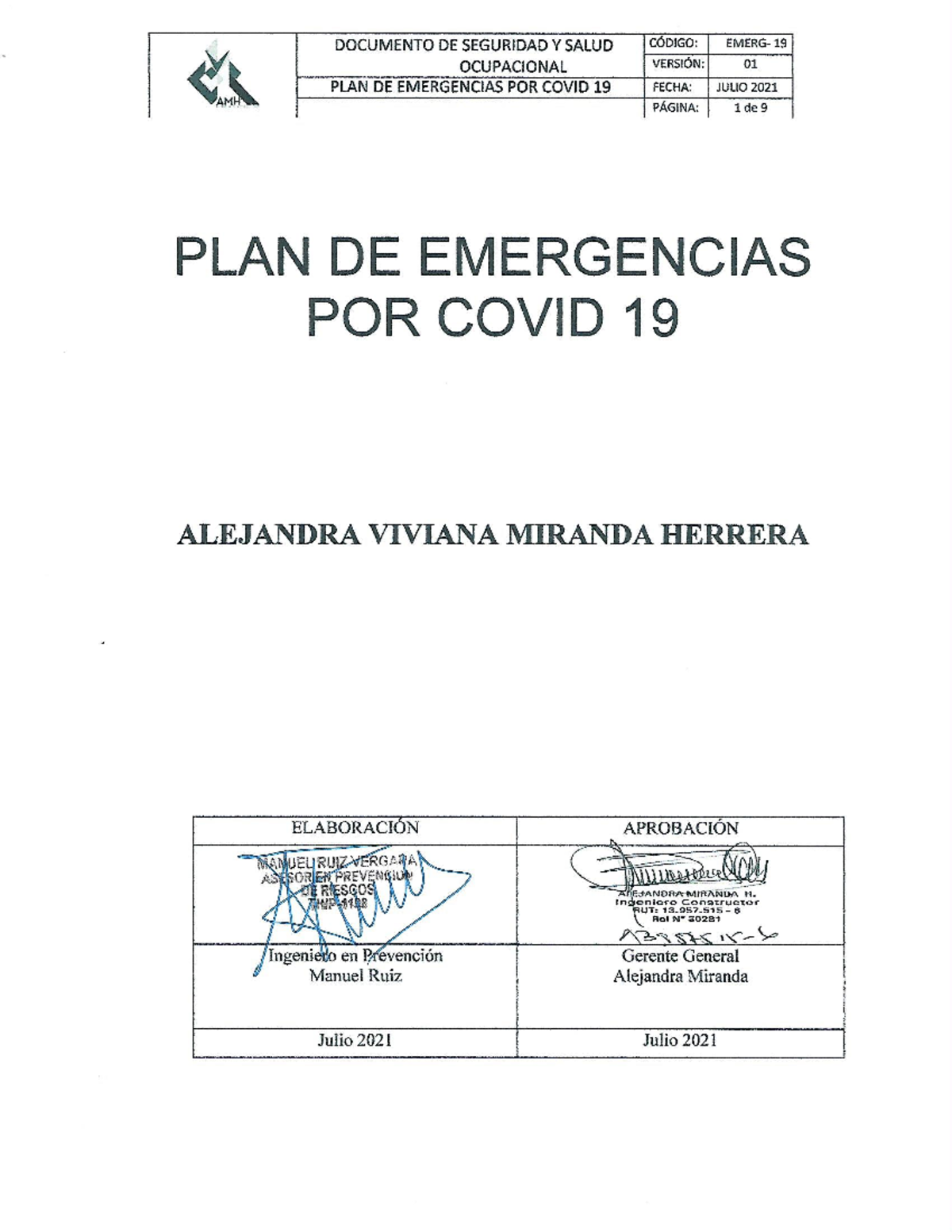Plan de Emergencias COVID-19: Seguridad y Salud Ocupacional - CÓDIGO 19 ...