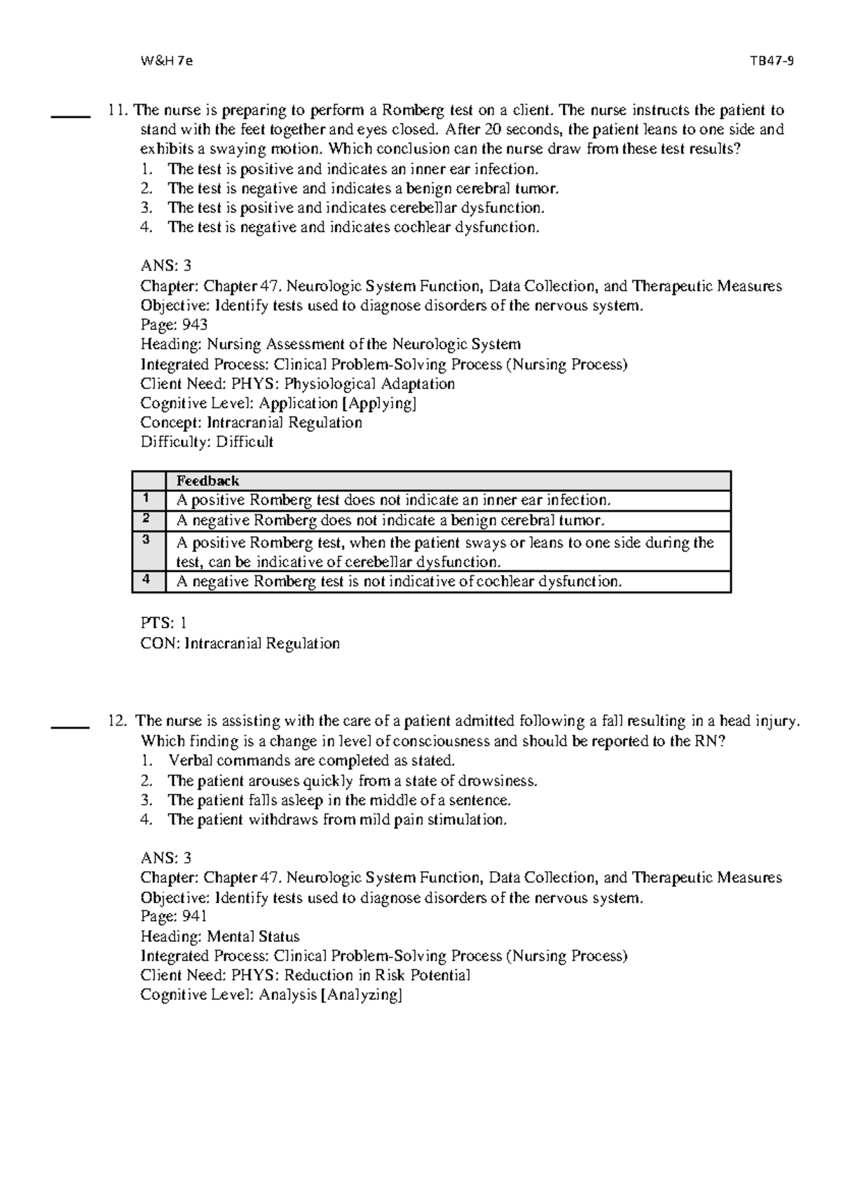 NUR 2241: Romberg Test Analysis and Neurologic Assessment Insights ...