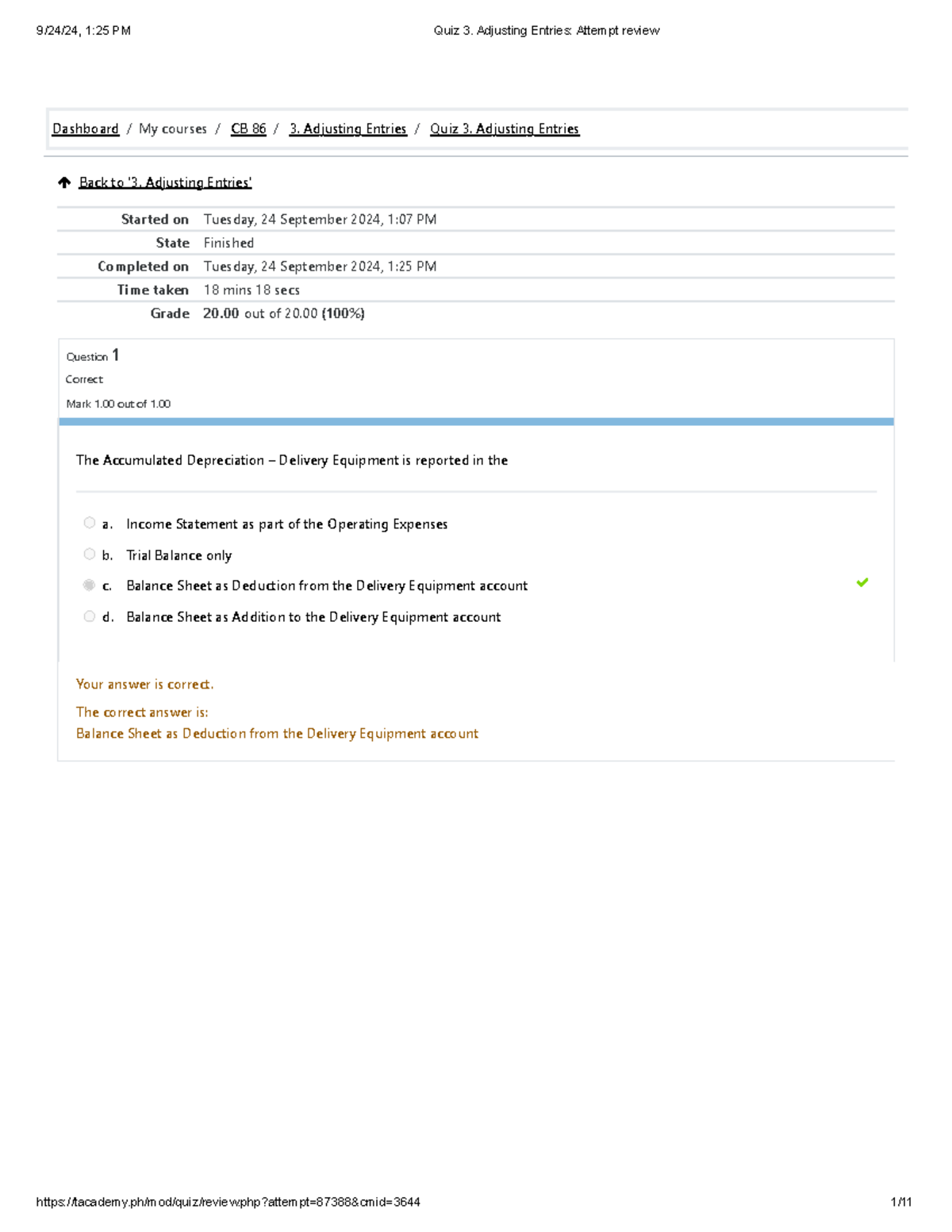 CB 86 Quiz 3: Adjusting Entries Review and Answers - Studocu