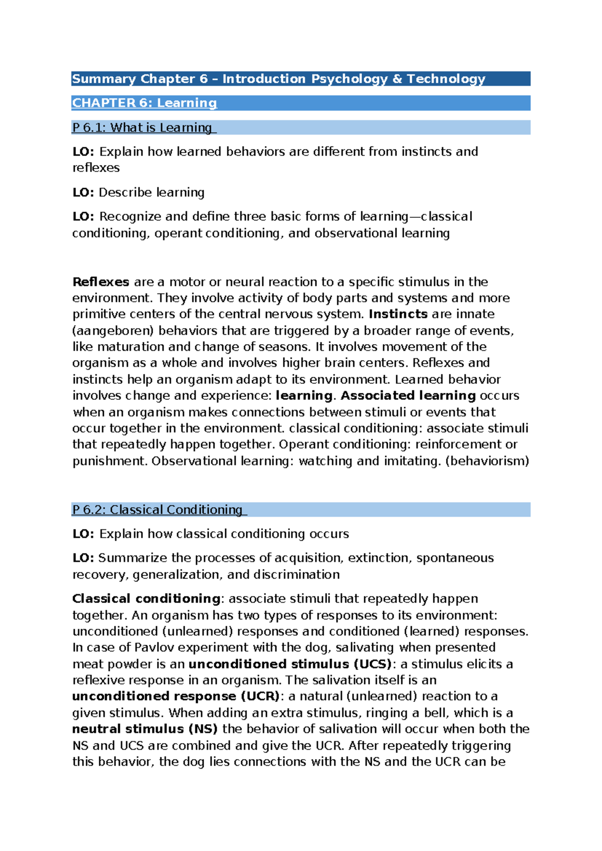 SUM C6 - IPT - Summary of Learning in Psychology 2nd Ed. - Studeersnel