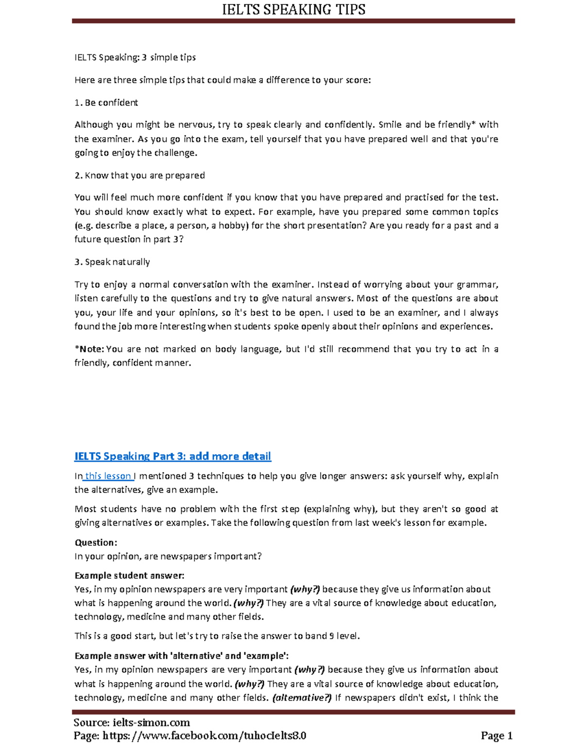 IELTS Speaking Tips: Strategies for Success in the Speaking Test - Studocu