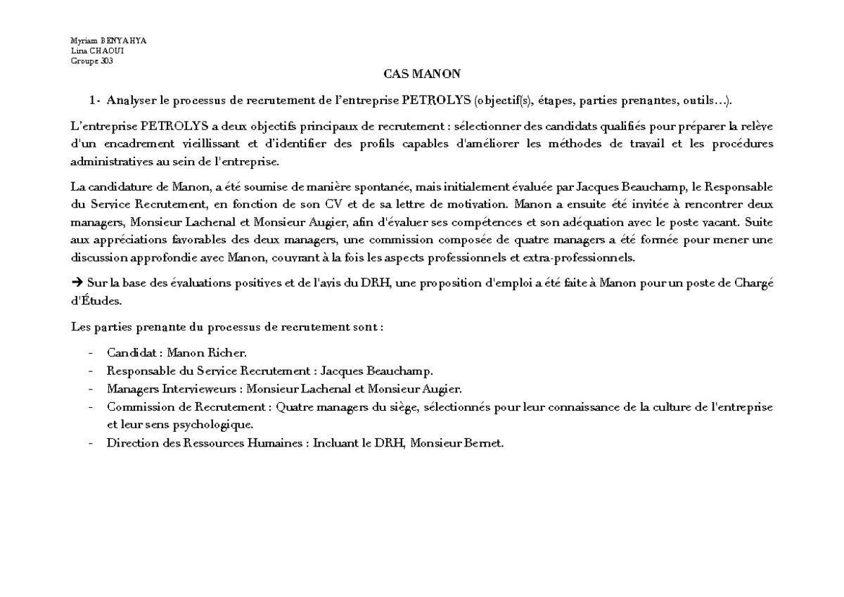TD 6 CAS Manon FGRH - Lina CHAOUI Groupe 303 CAS MANON 1 - Analyser le ...