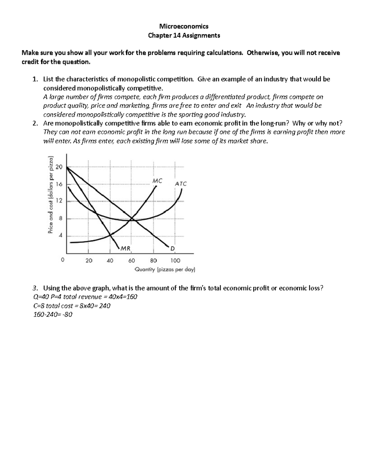 Micro Chapter 14 - Microeconomics Chapter 14 Assignments Make sure you ...