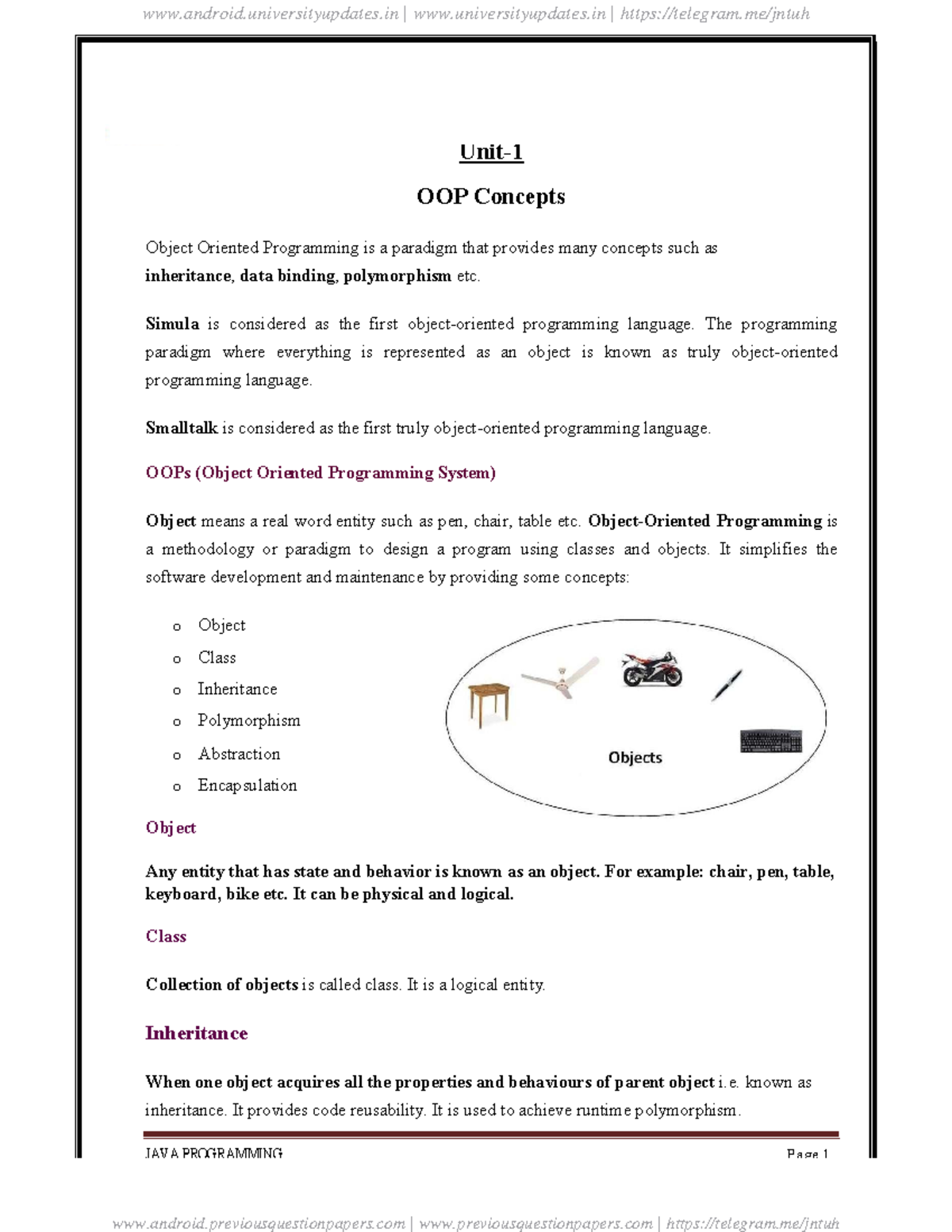 JAVA Programming Notes - JAVA PROGRAMMING Page 1 MALLA REDDY COLLEGE OF ...