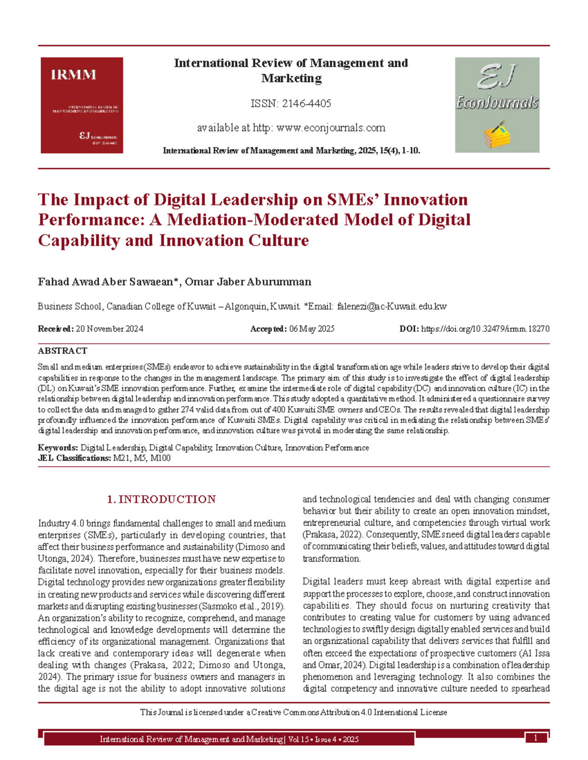 IRMM 18270: The Impact of Digital Leadership on Innovation Performance ...