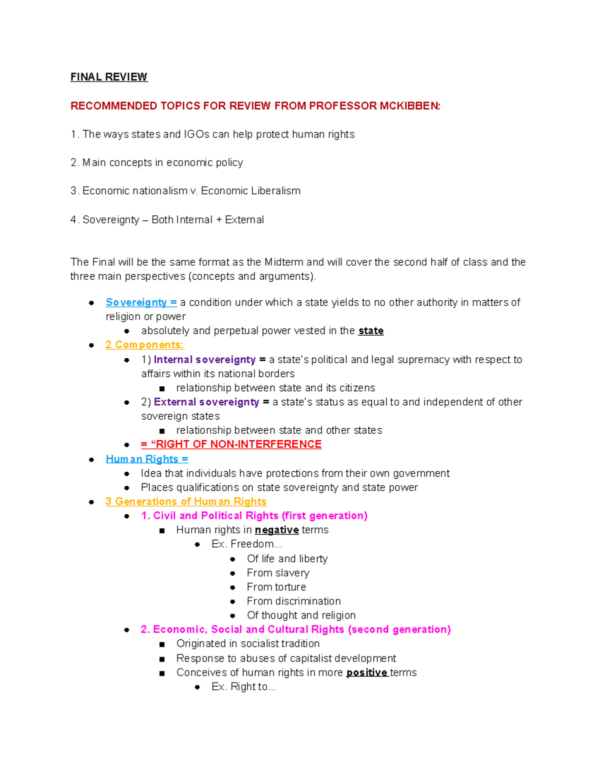 POL3 TA's final review - FINAL REVIEW RECOMMENDED TOPICS FOR REVIEW ...