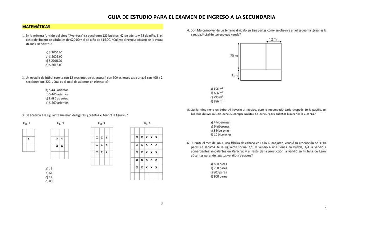 Guía de Estudio para el Examen de Ingreso a la Secundaria - Studocu