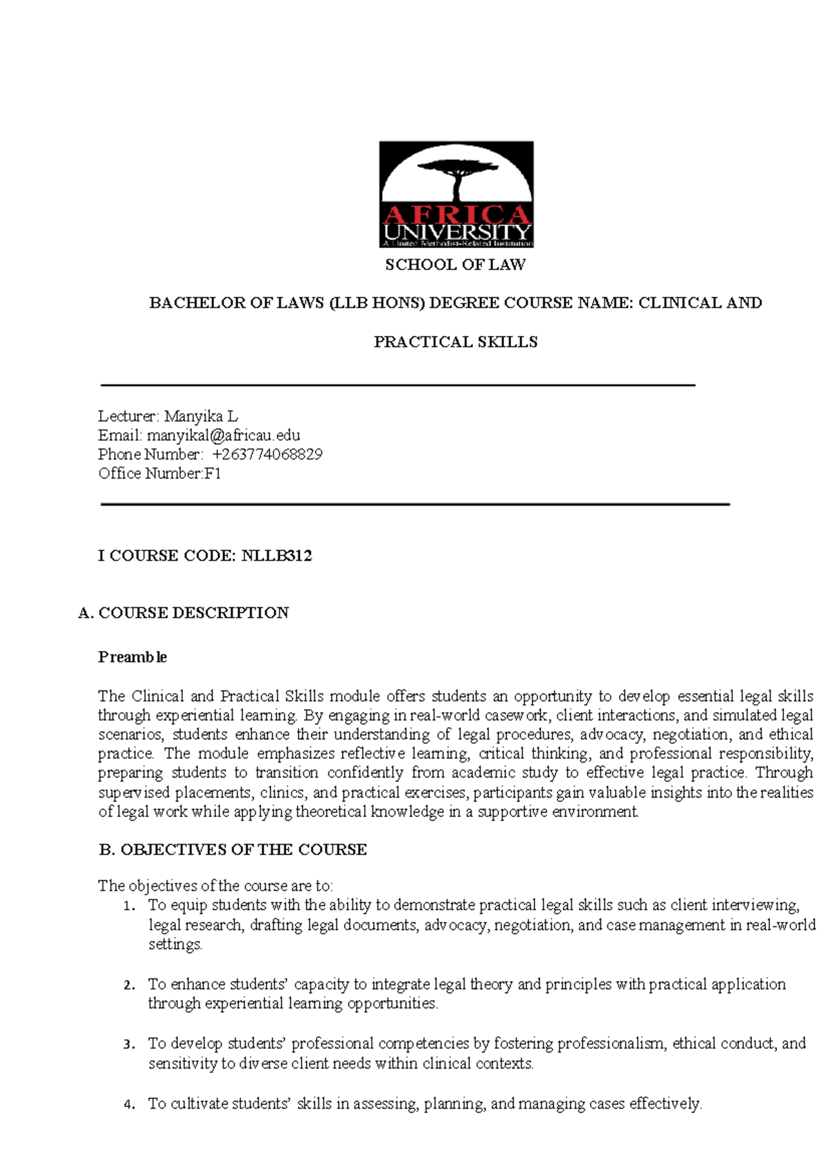 Clinical and Practical Skills Course Outline (NLLB312) - Studocu
