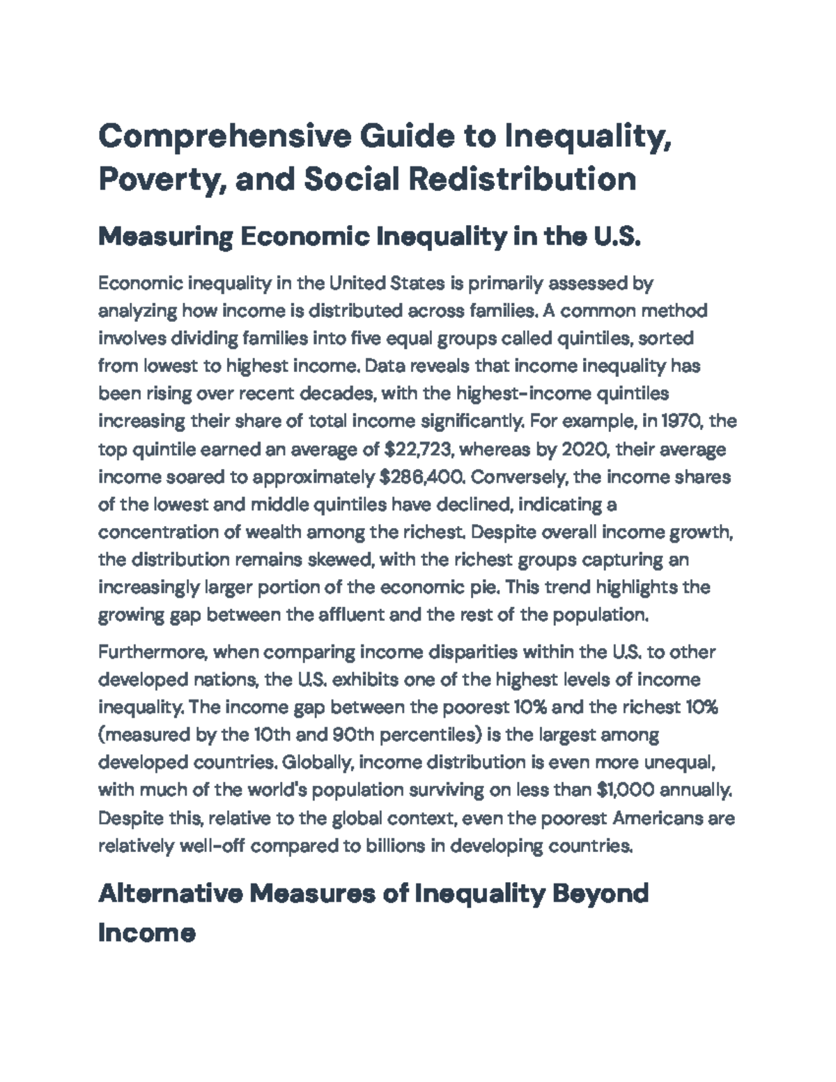 Comprehensive Guide to U.S. Economic Inequality, Poverty & Policy ...