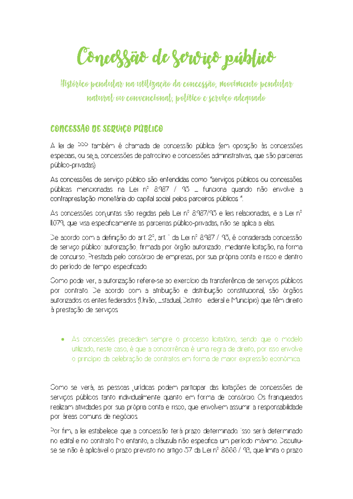 Concessão de serviço público. - Concessão de serviço público Histórico ...