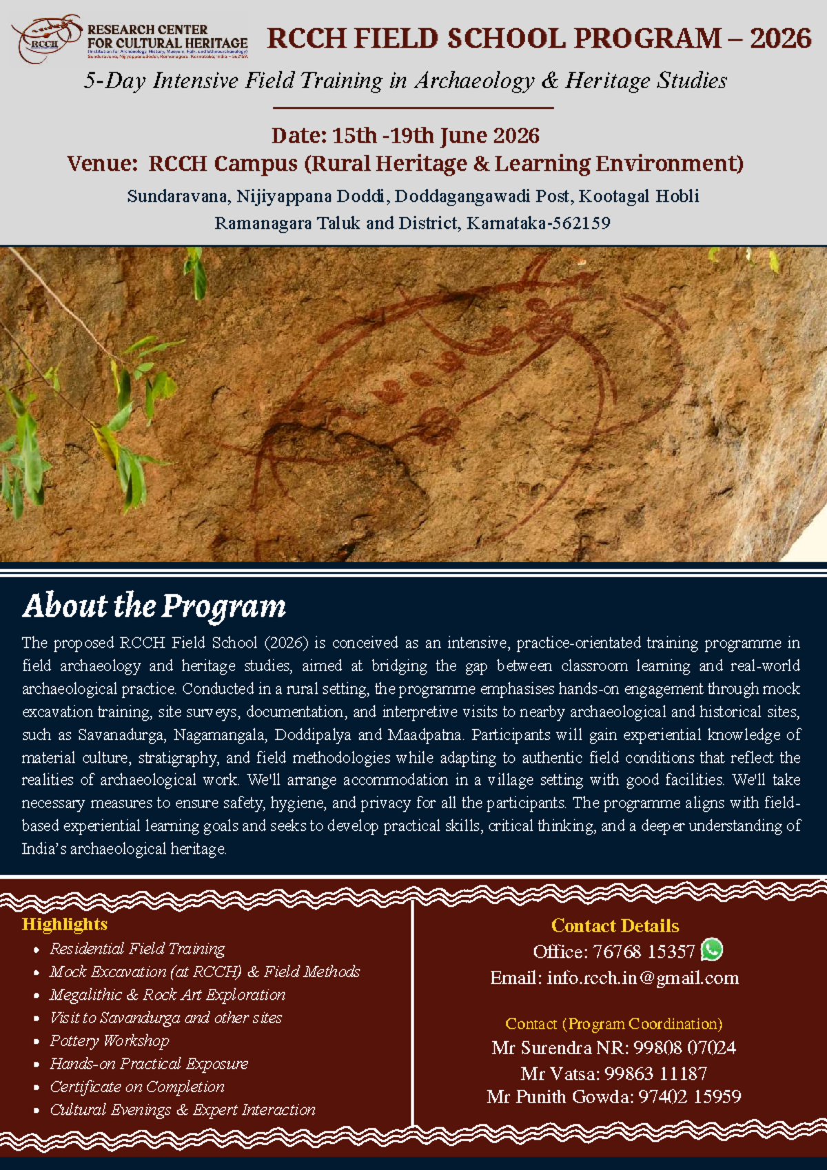RCCH 2026 Intensive Field School in Archaeology Program - Studocu