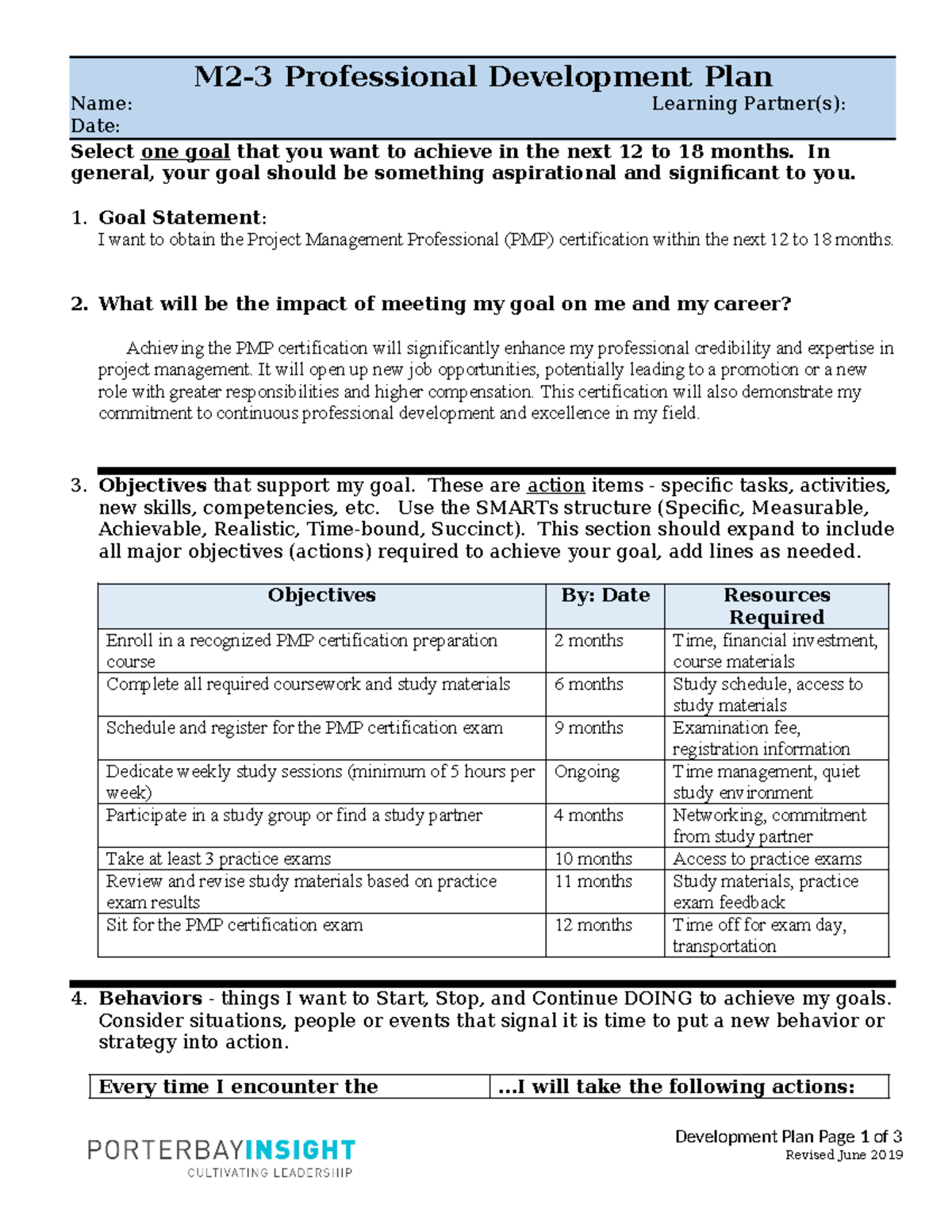 M2-3 Professional Development Plan Template for PMP Certification - Studocu