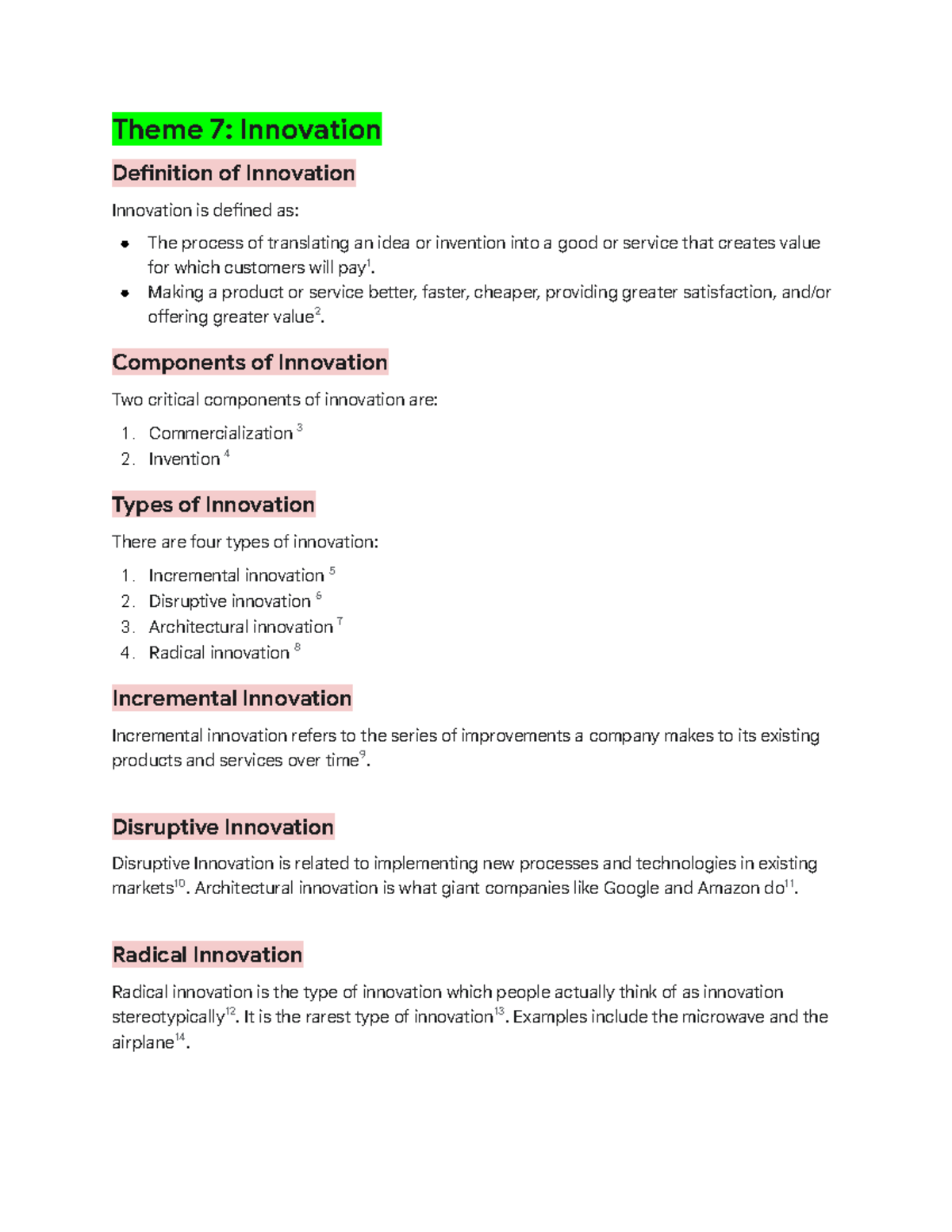 MGT602 Final Exam Short Notes on Innovation and Strategy Concepts - Studocu