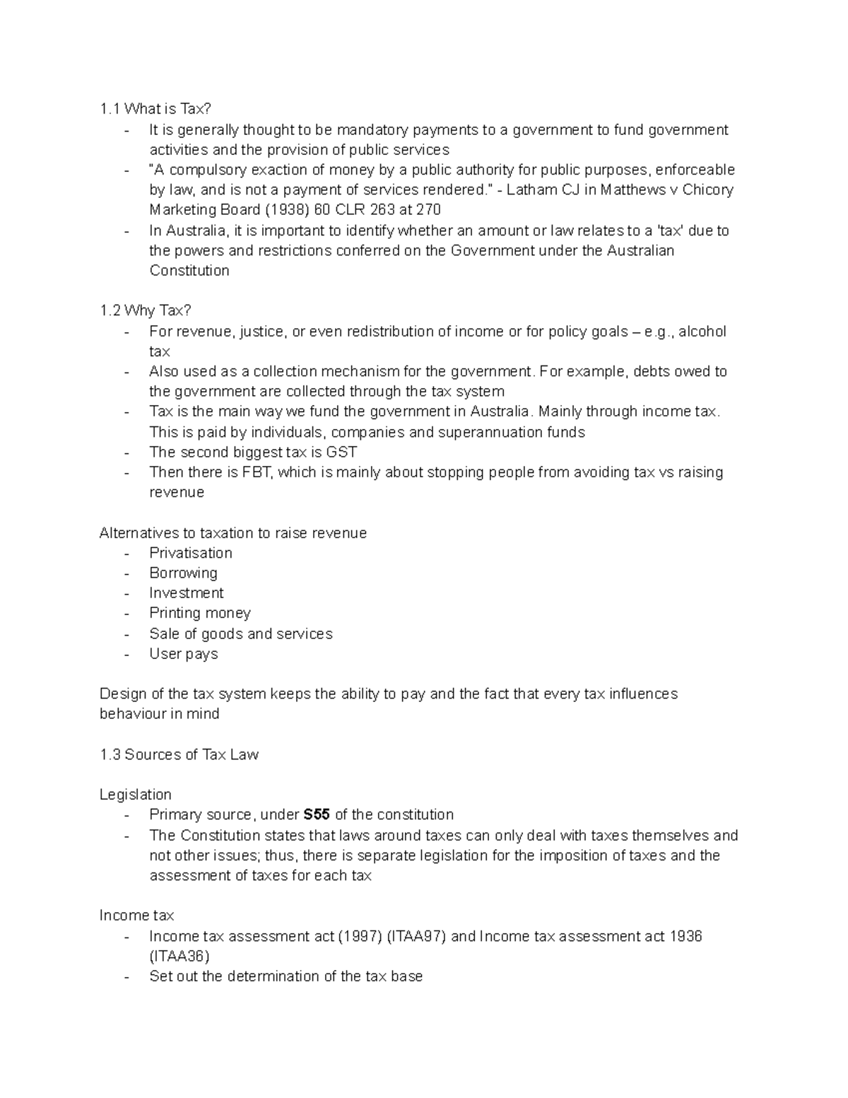 Tax Law Exam Notes - Modules 1 & 2 Overview and Key Concepts - Studocu