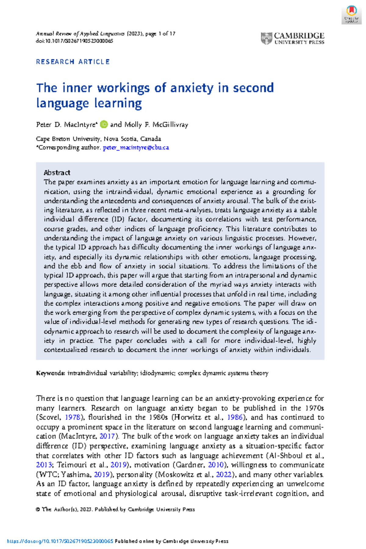 Understanding Language Anxiety in Second Language Acquisition: A ...