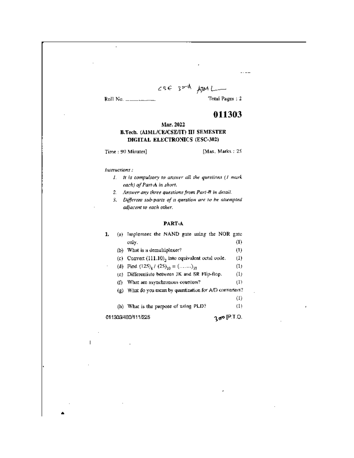 Digital Electronics Course 301303 Study Guide - Studocu