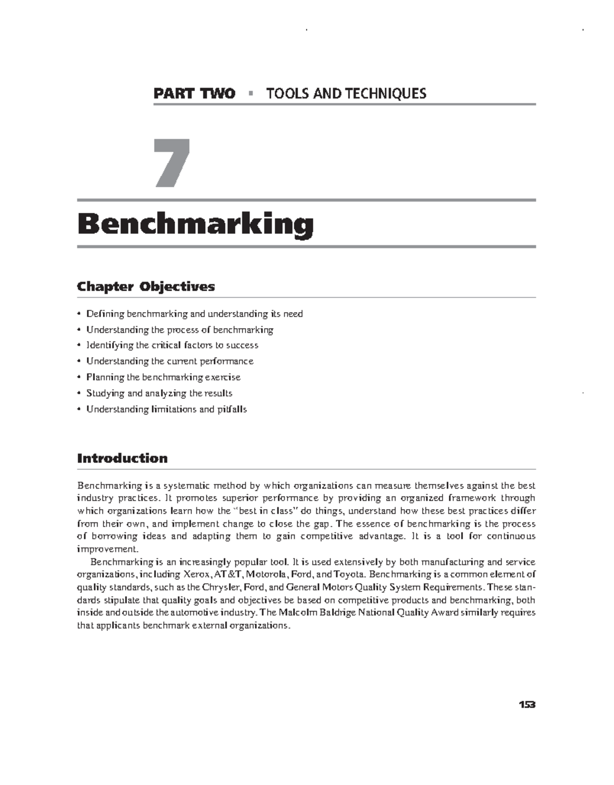 6-Benchmarking-chap 1-Besterfield-TQM - 153 PART TWO TOOLS AND ...