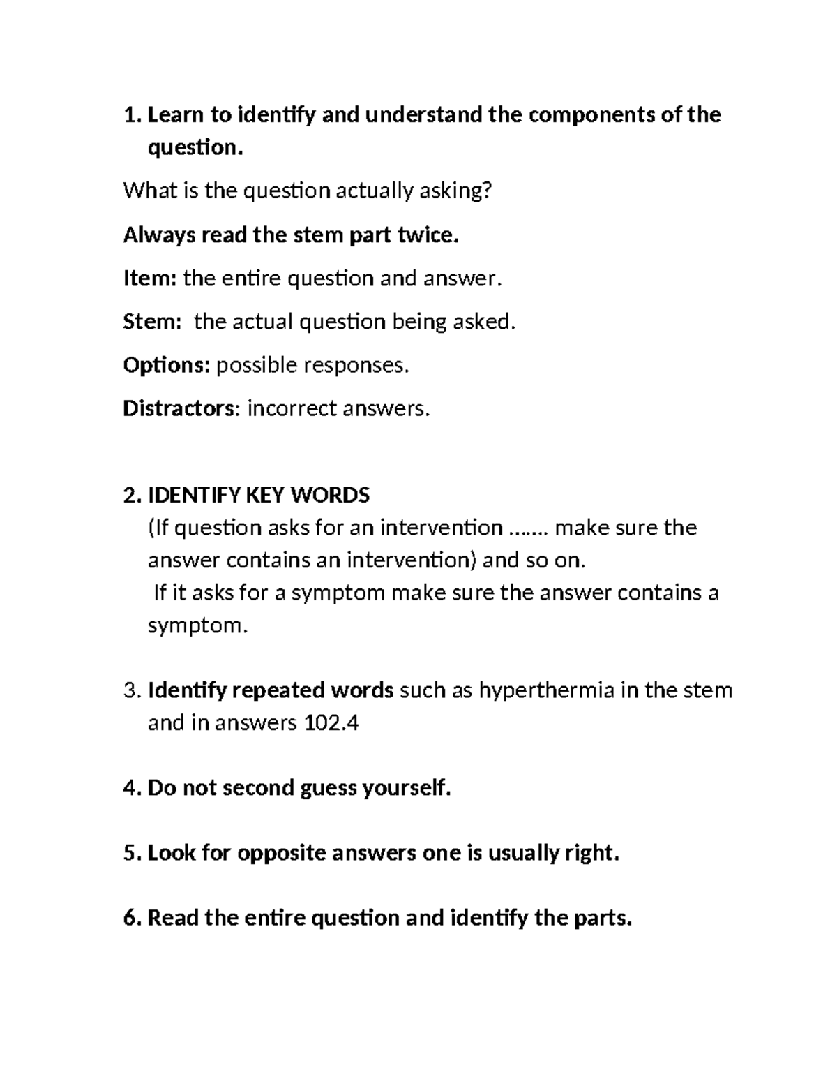 Understanding Question Components: Key Identifiers & Strategies - Studocu