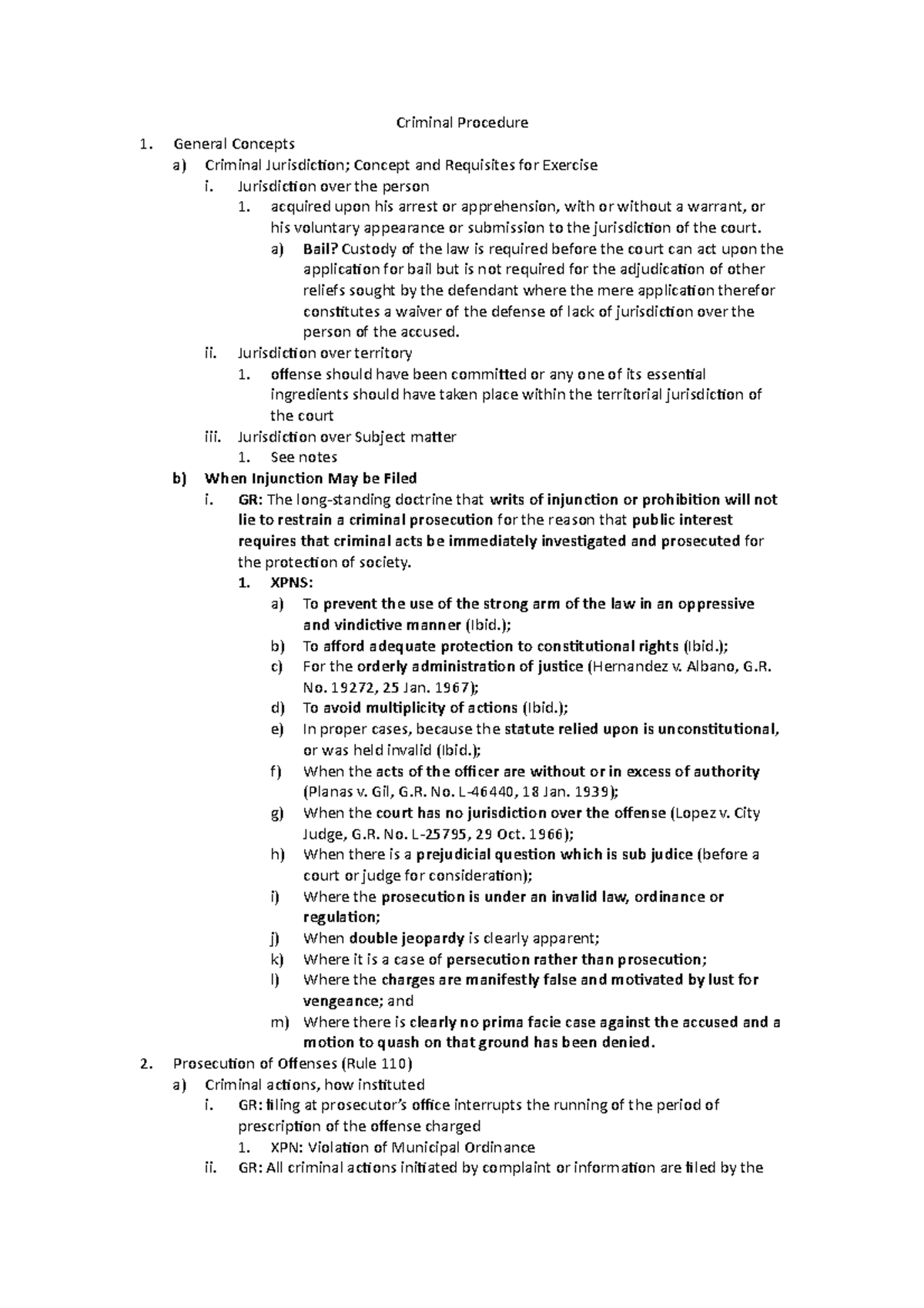 Criminal Procedure 2 - Comprehensive Summary Notes for Review - Studocu