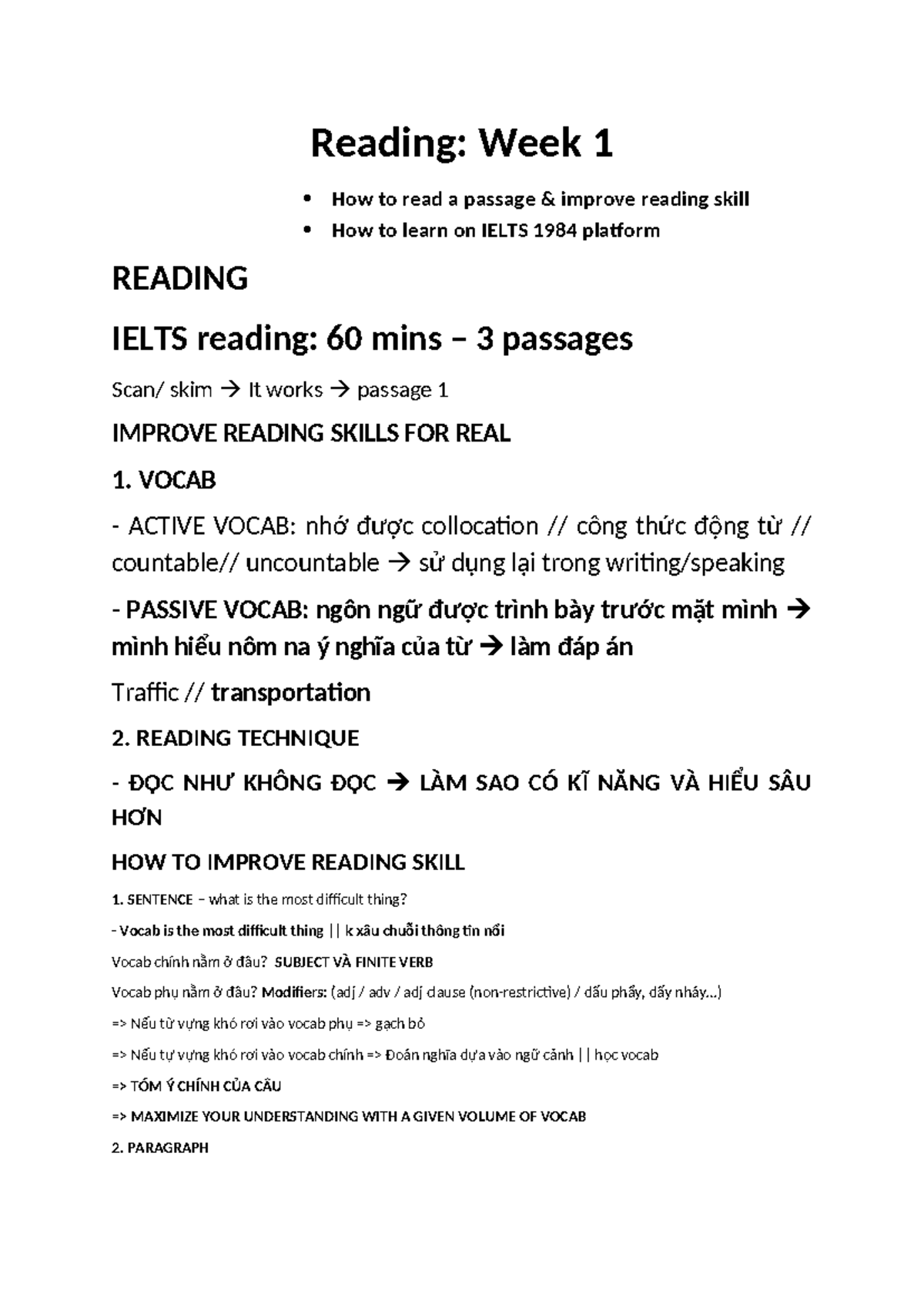 [BUD 04 ONL D] - Reading Skills Improvement for IELTS: Lesson 1 - Studocu