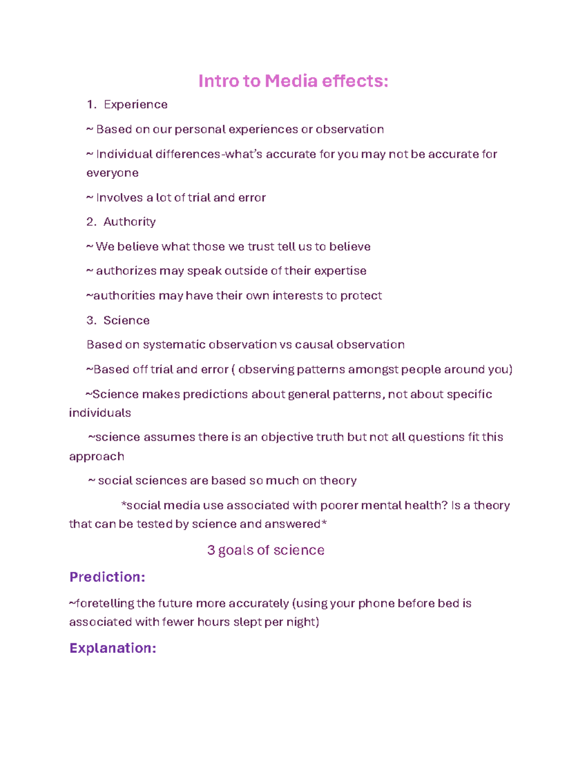 Intro to Media Effects and Social Science Research Notes (Course Code ...