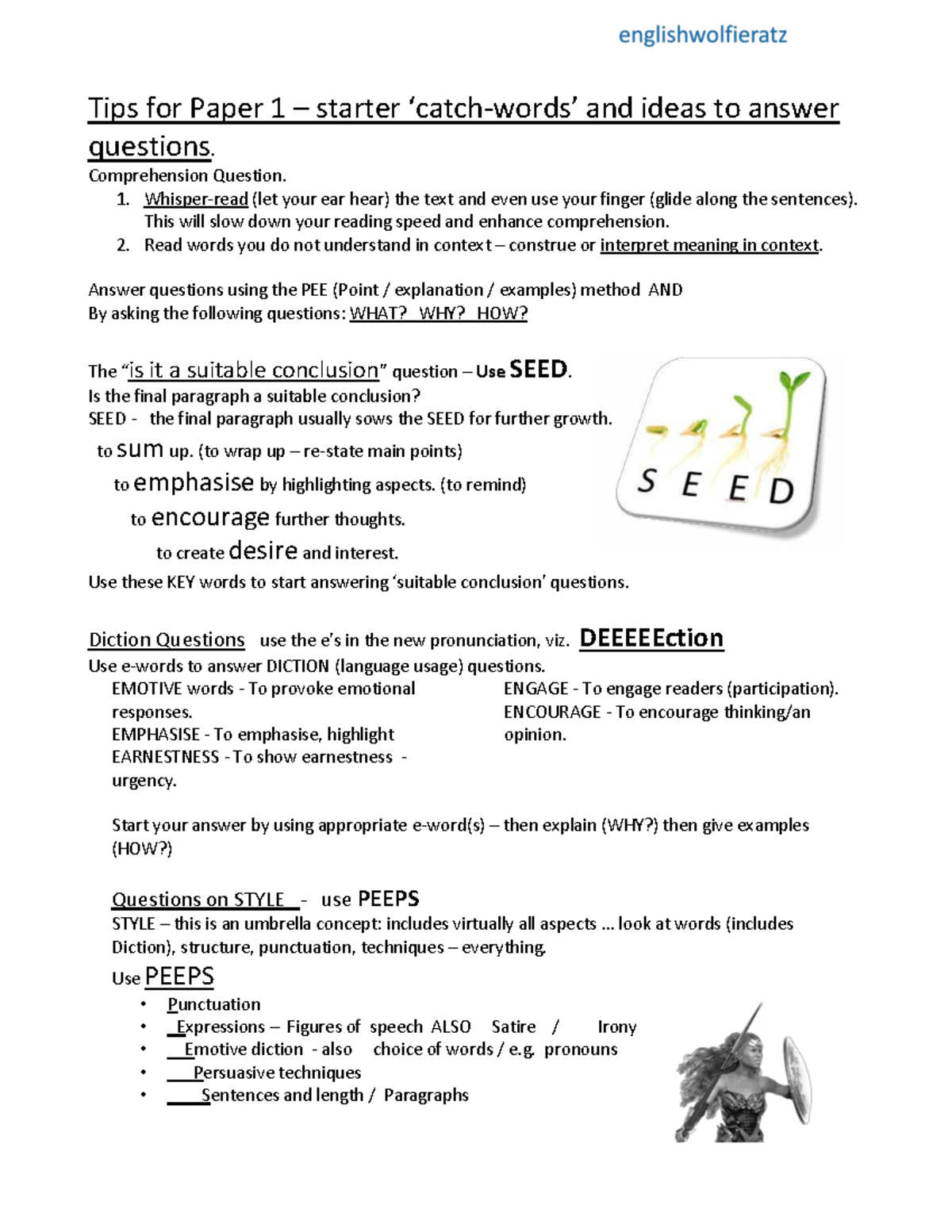 Tips for HL Paper 1: Comprehension & Diction Strategies - Studocu