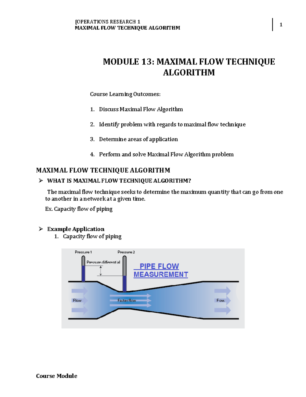 Module 13: Maximal Flow Technique Algorithm - Research 1 Overview - Studocu