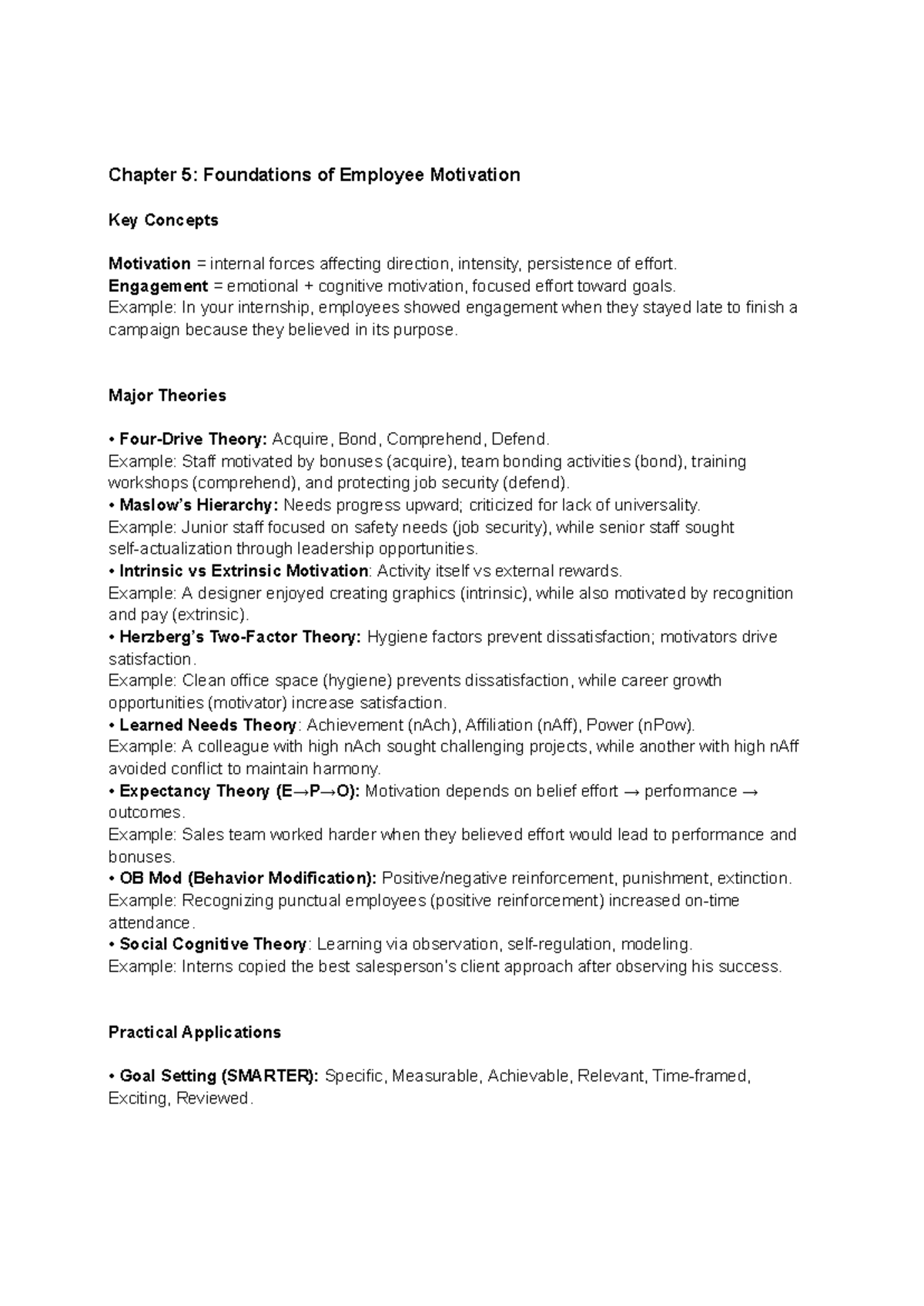 OB 101: Chapter 5 & 8 Summary Notes on Employee Motivation & Team ...