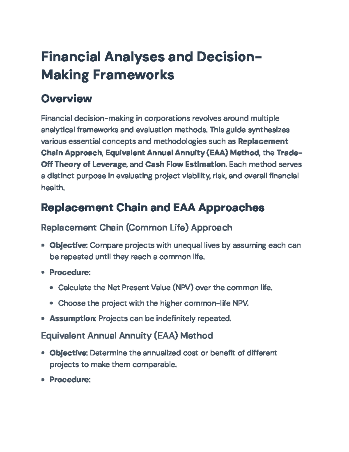 Financial Analyses and Decision-Making Frameworks Guide - Financial ...